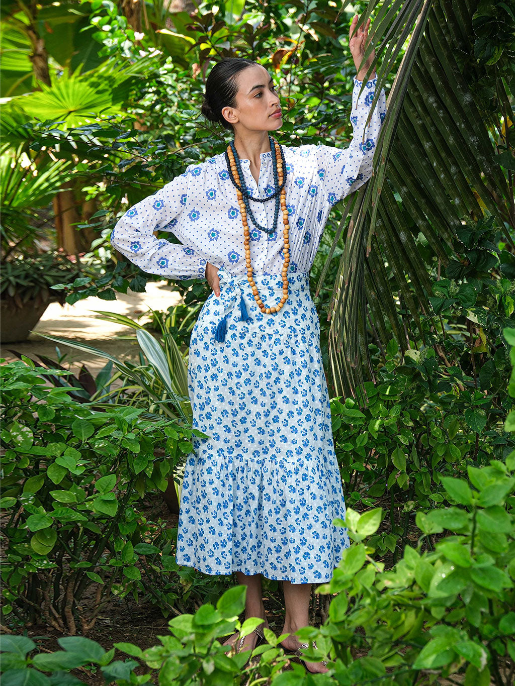 Tonka Skirt Blue Pansies on White