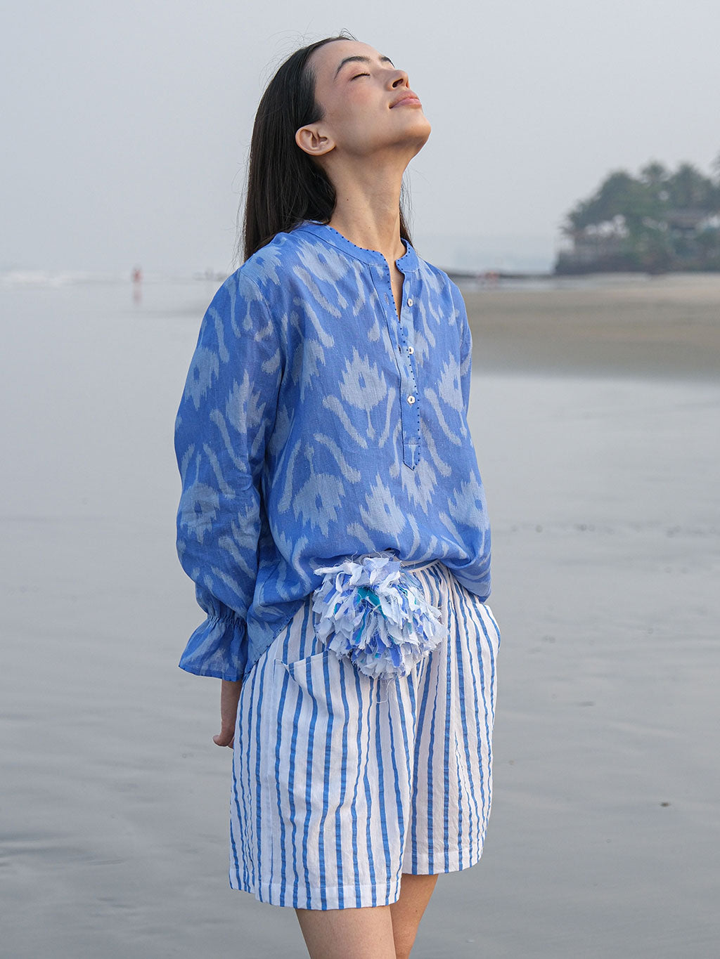 Broom Blouse Ikat Blue