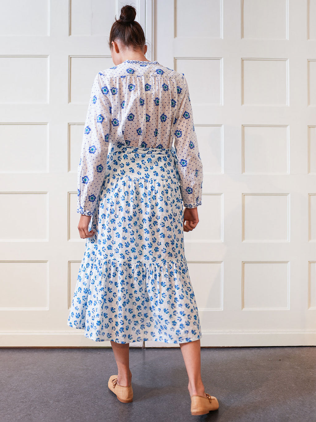 Tonka Skirt Blue Pansies on White