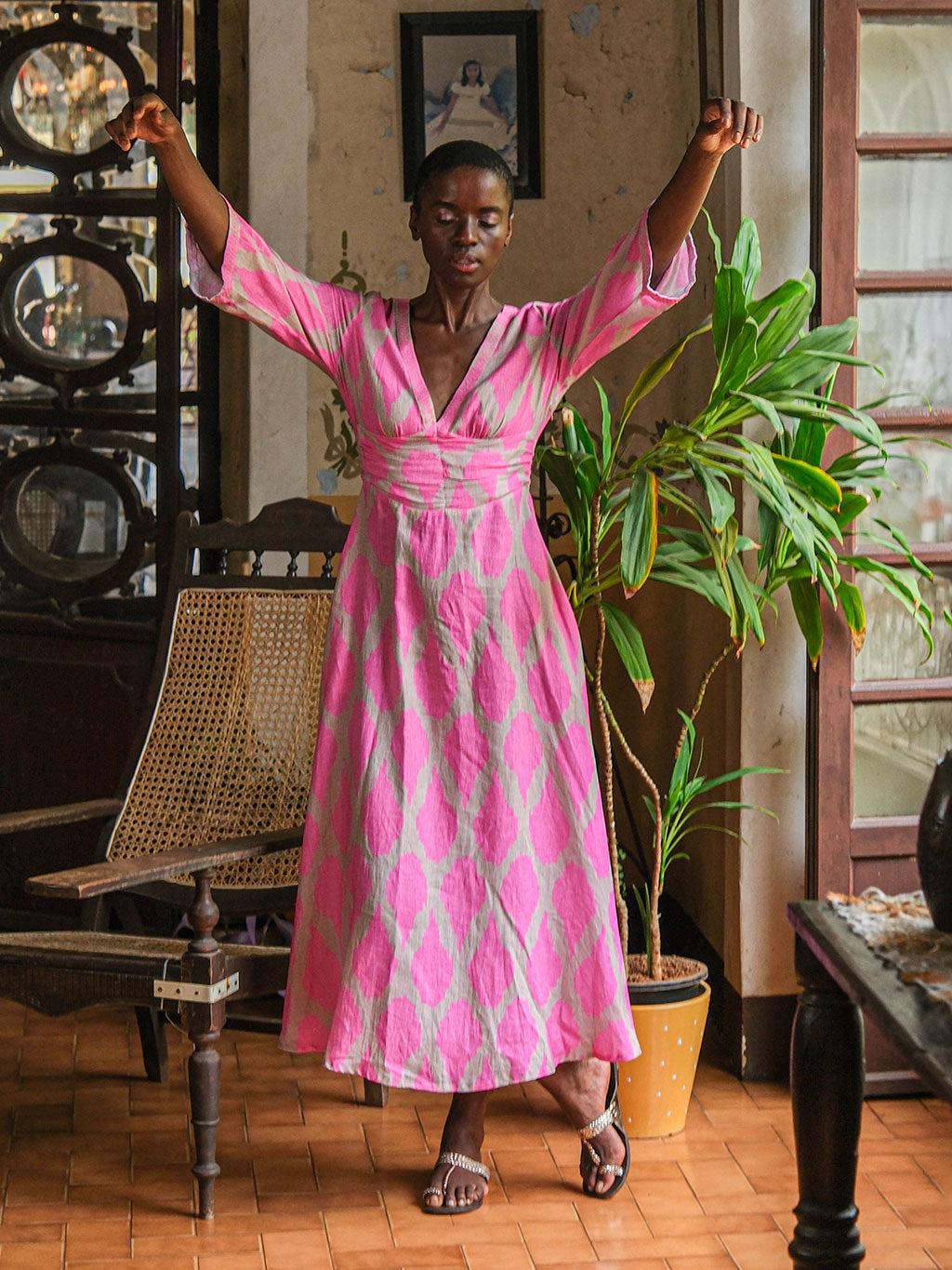 Sarsaparilla Dress Ikat Pink