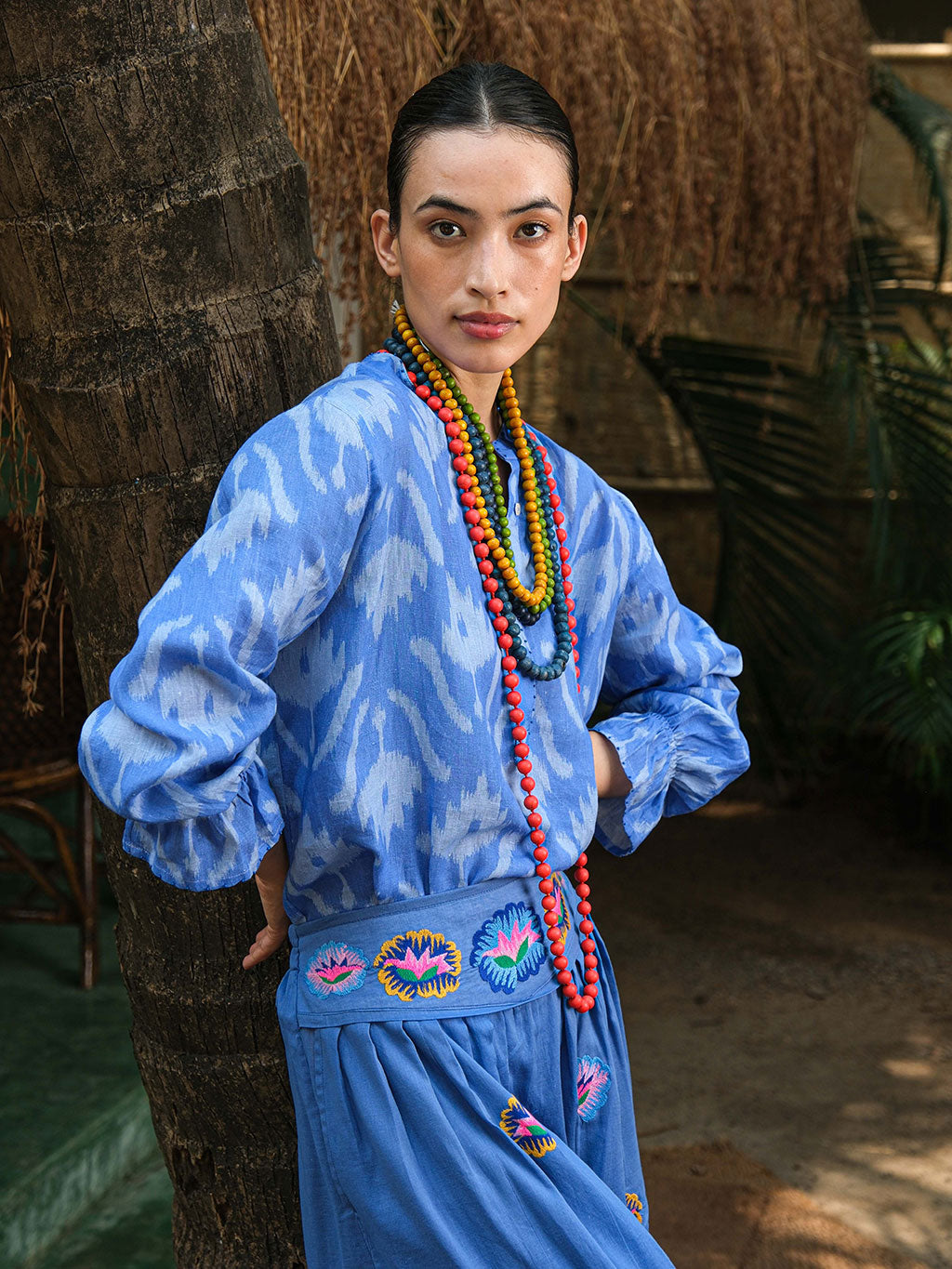 Broom Blouse Ikat Blue