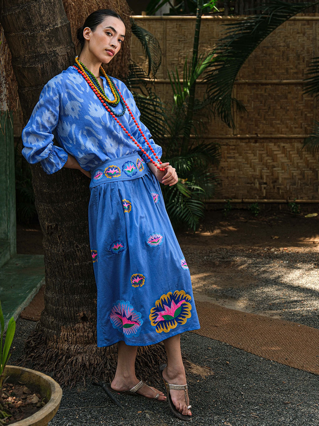 Broom Blouse Ikat Blue