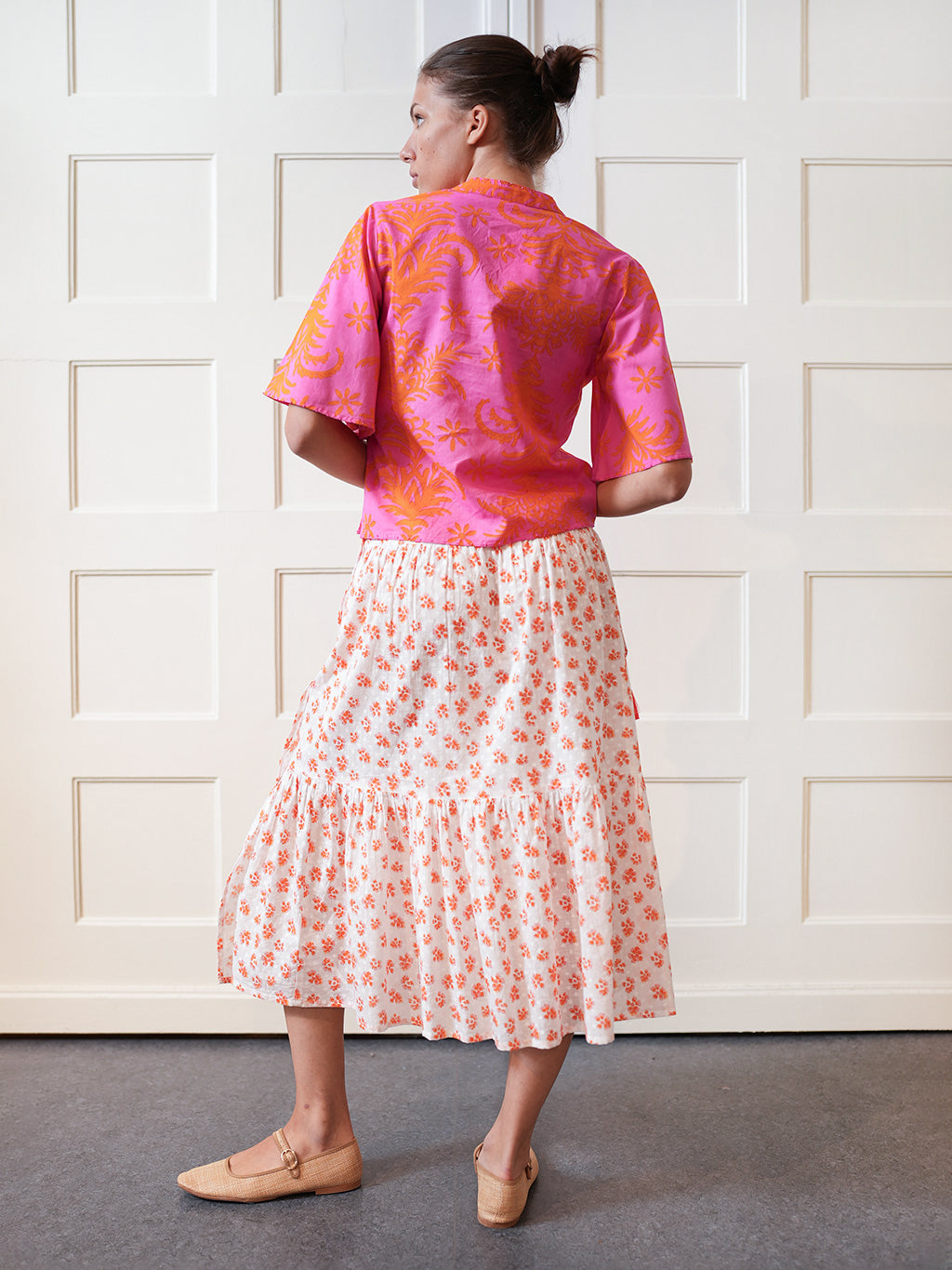Orris Blouse Pink Palm Print