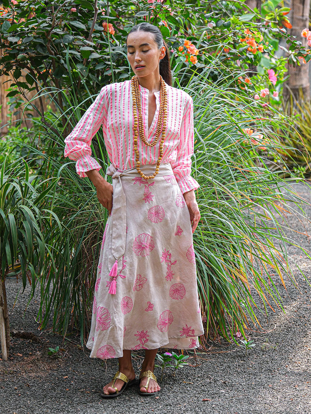 Broom Blouse Pink Stripes on White