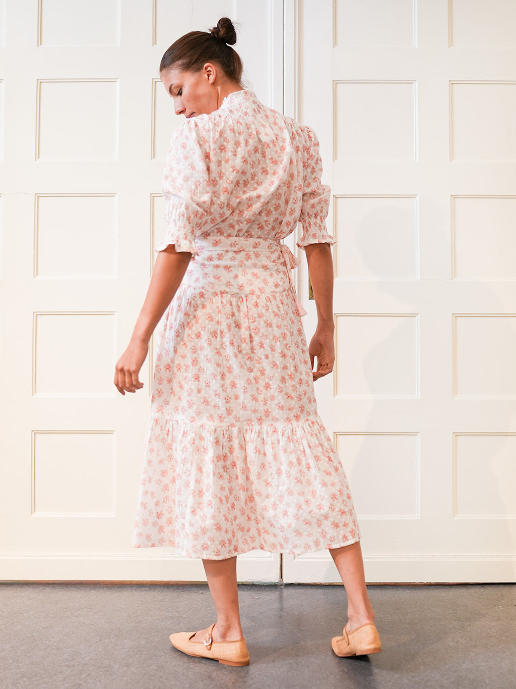Tonka Skirt Blush Pansies on White