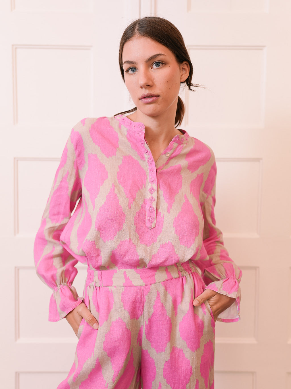 Broom Blouse Ikat Pink