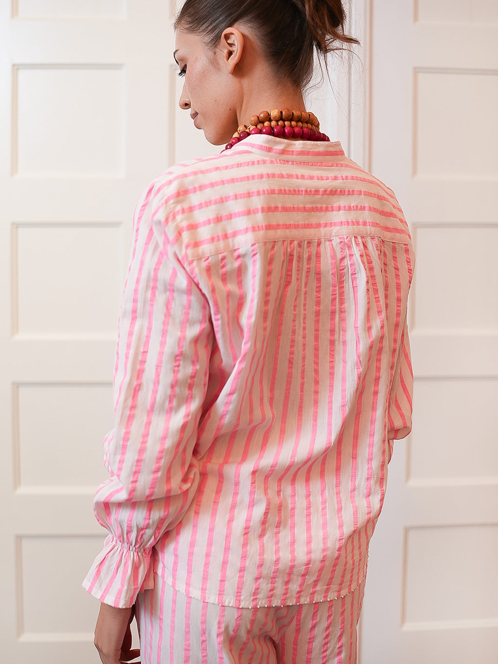 Broom Blouse Pink Stripes on White