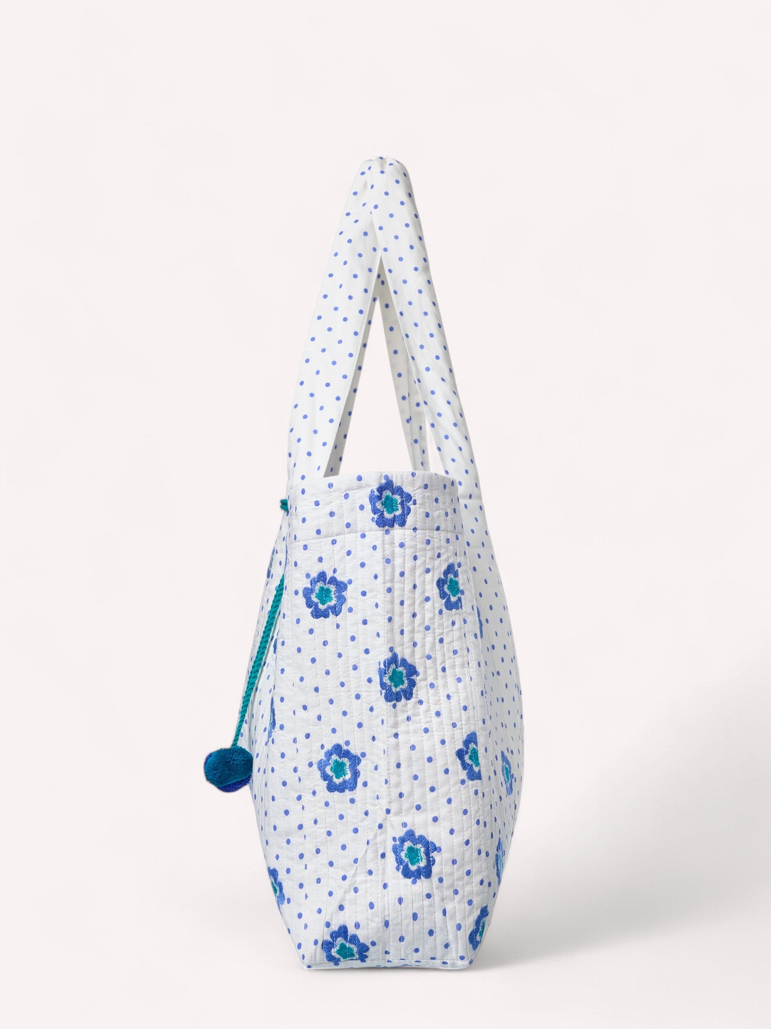 Jaipur Bag Blue Flower Dots on White