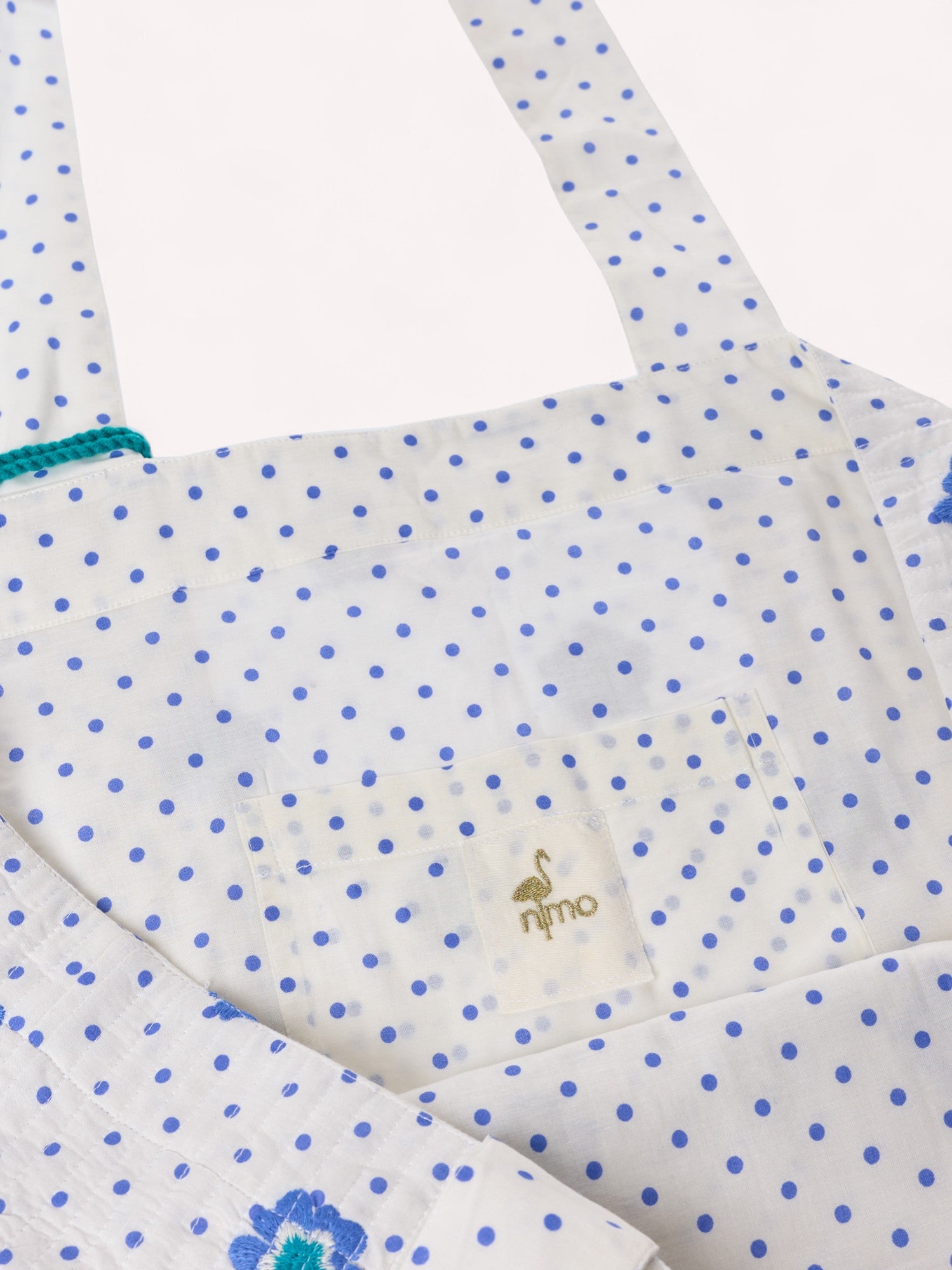 Jaipur Bag Blue Flower Dots on White