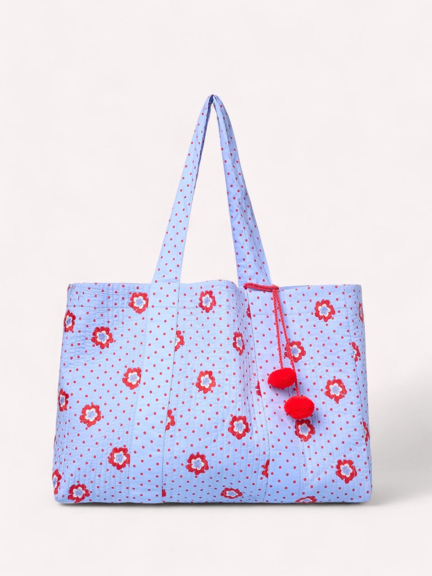 Jaipur Bag Red Flower Dots on Blue