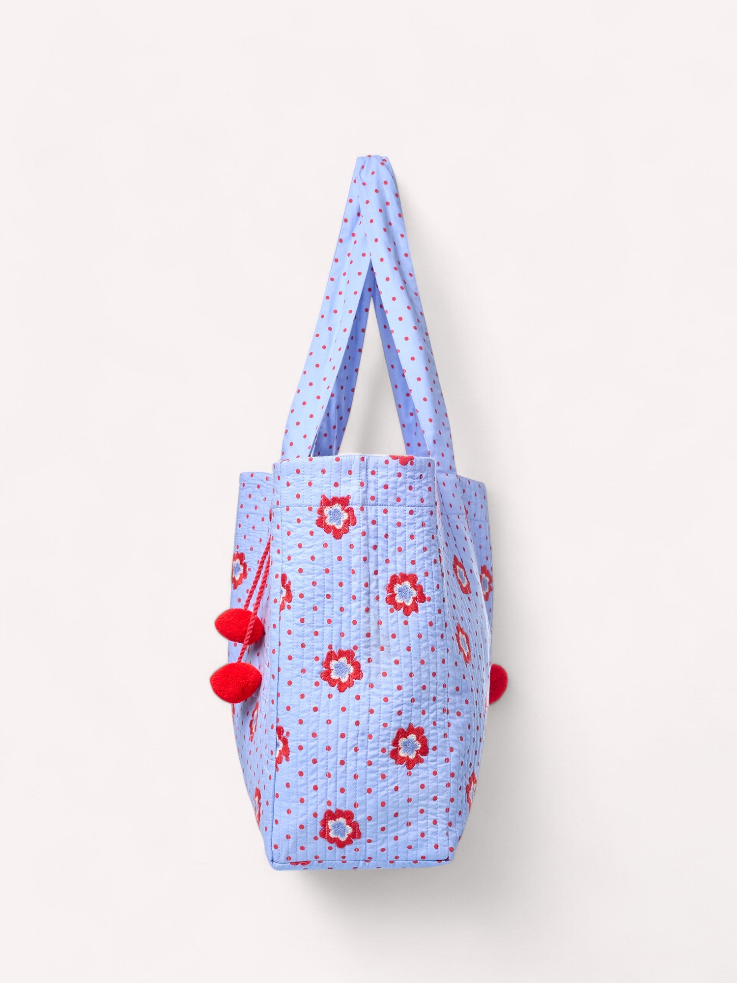 Jaipur Bag Red Flower Dots on Blue