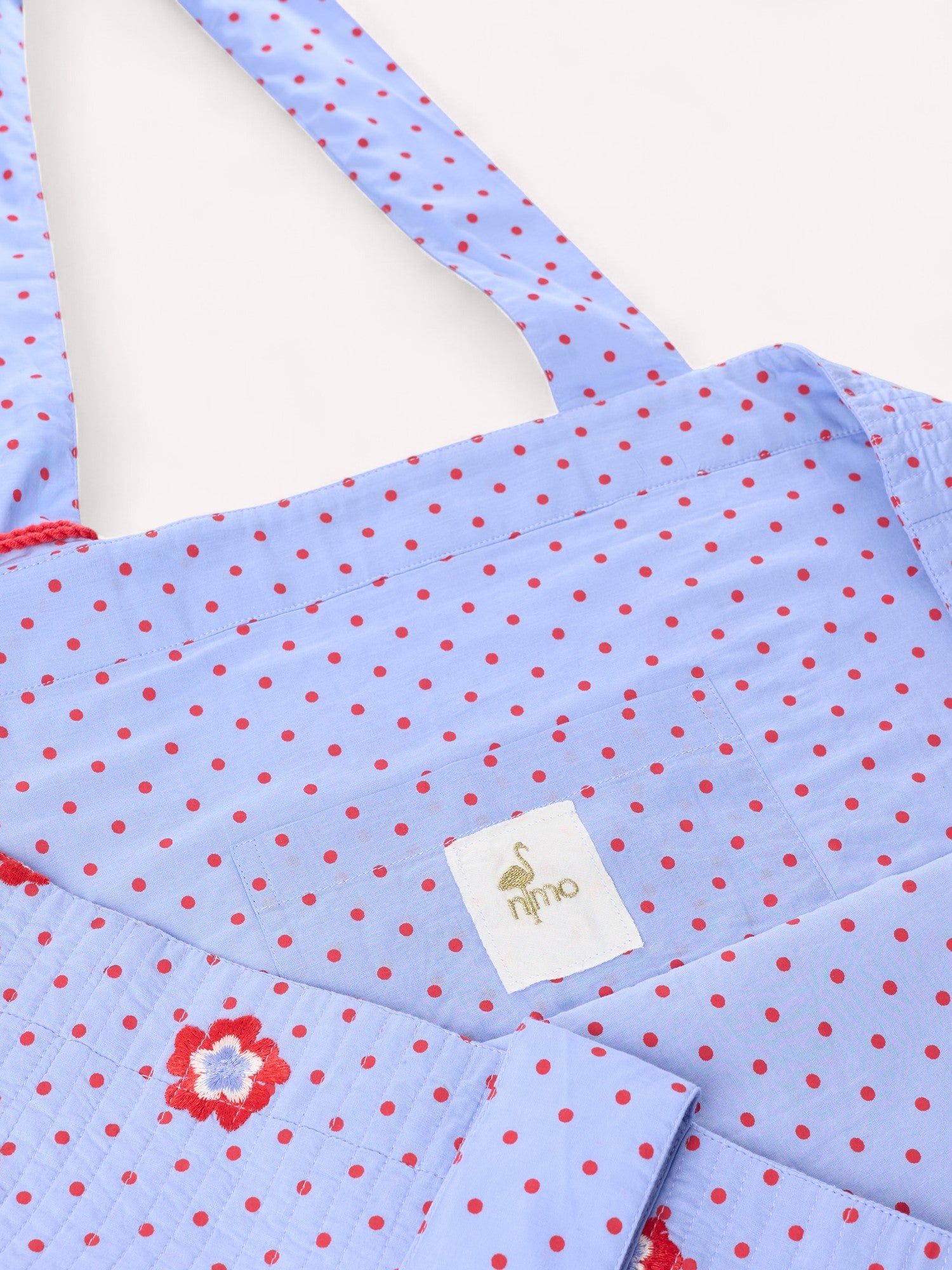 Jaipur Bag Red Flower Dots on Blue