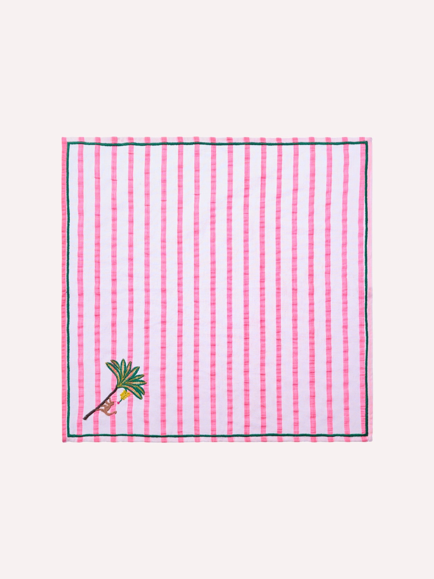 Napkin Palm on Pink Stripes