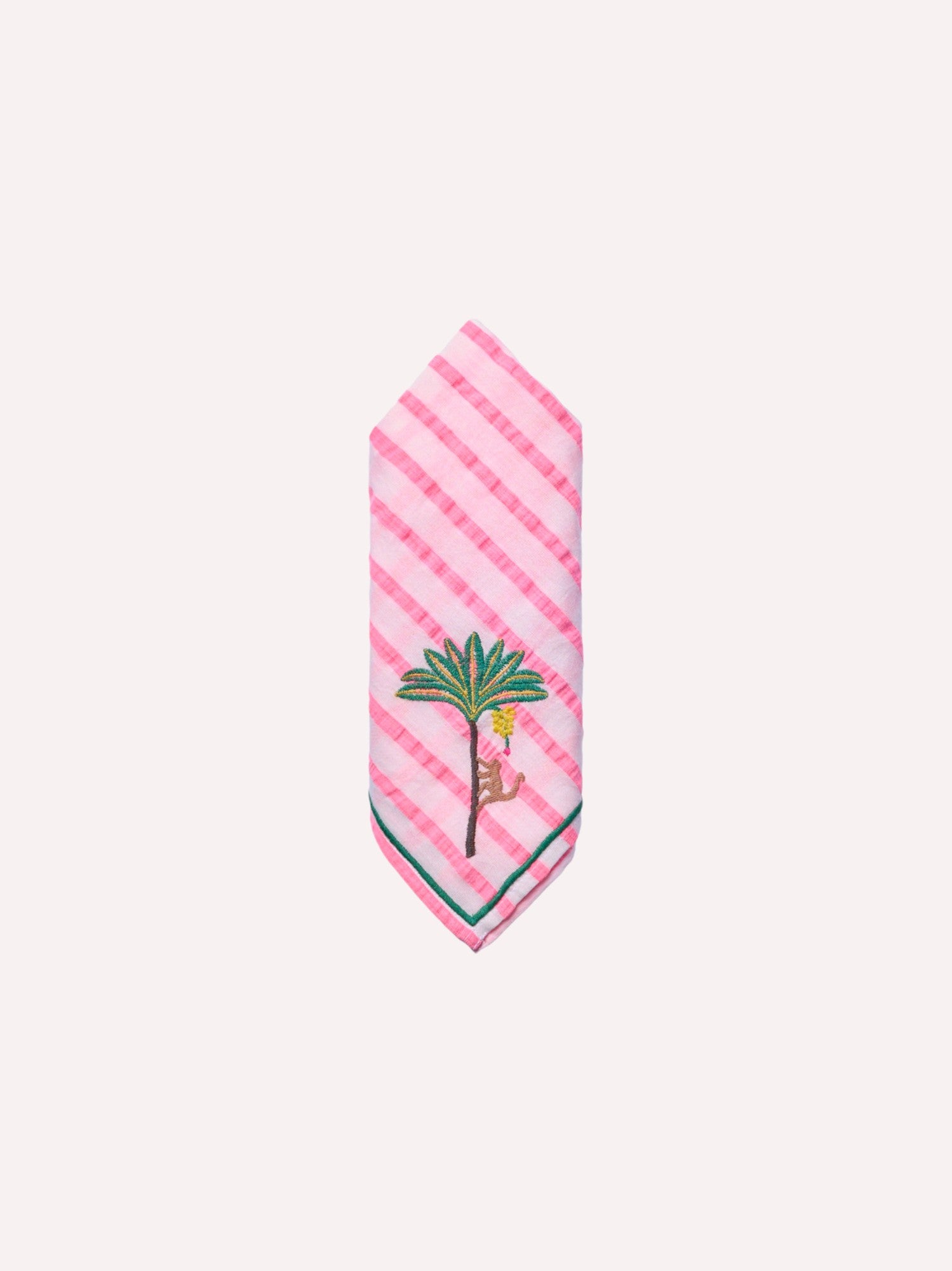 Napkin Palm on Pink Stripes