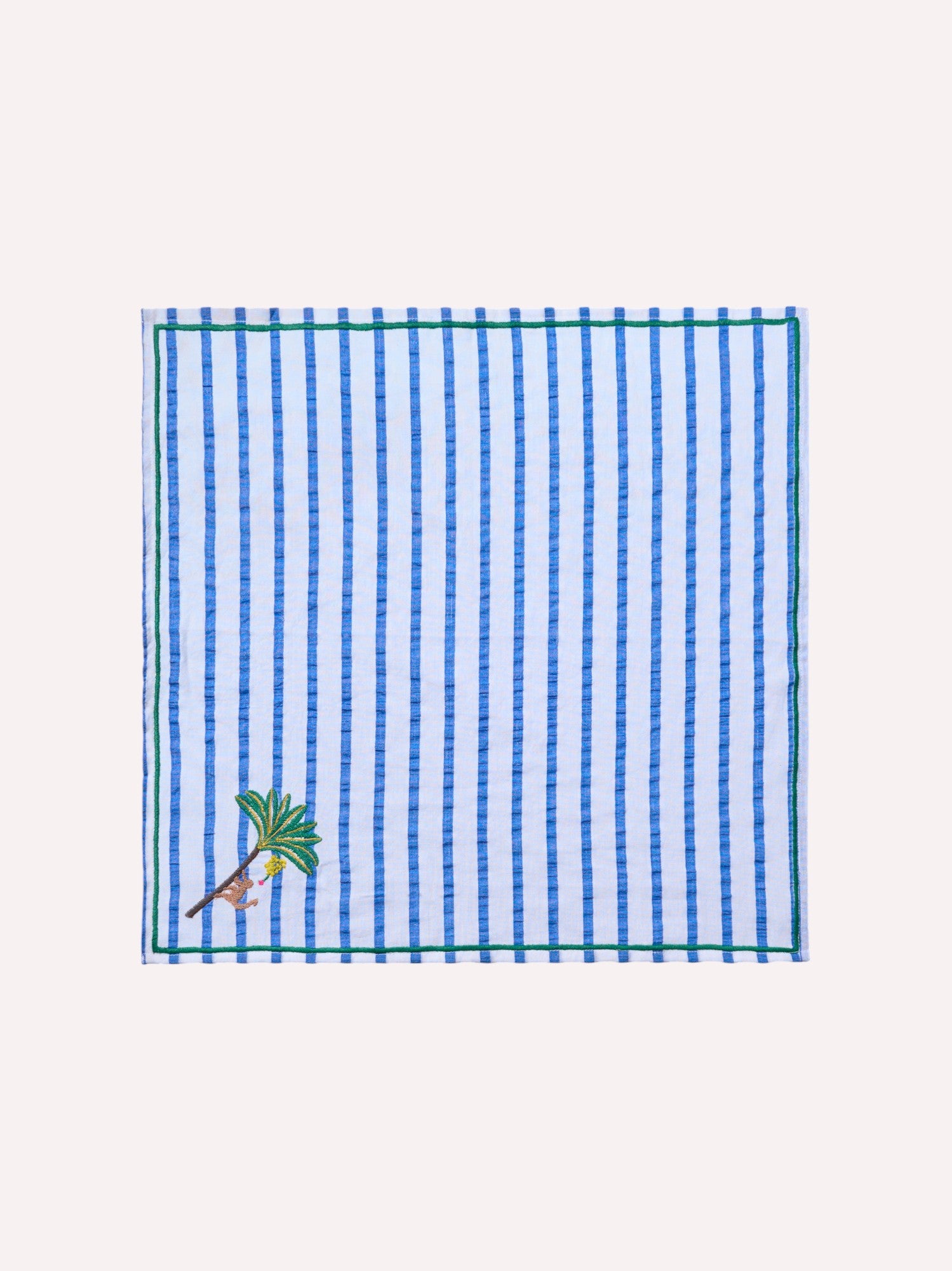 Napkin Palm on Blue Stripes