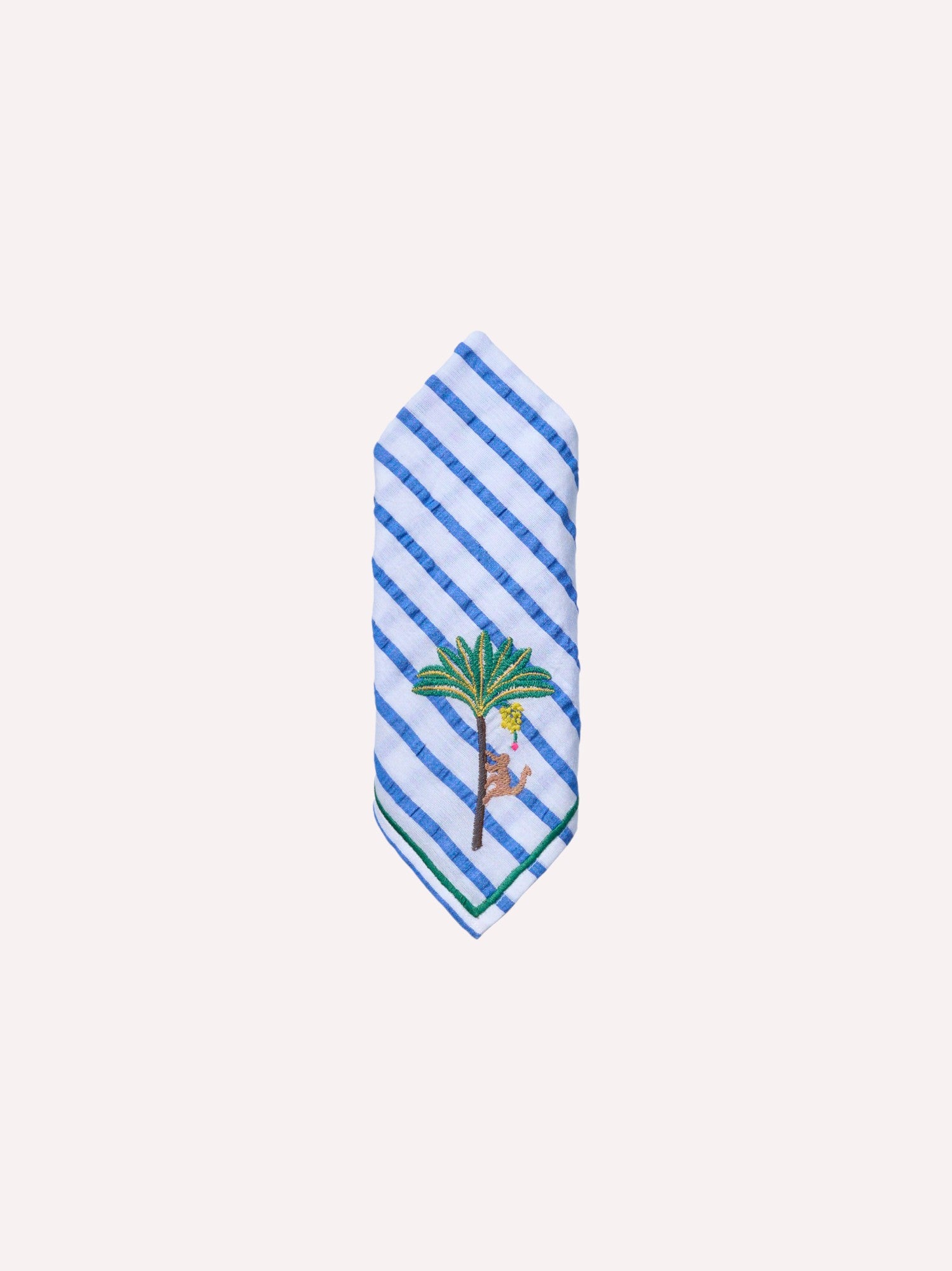 Napkin Palm on Blue Stripes