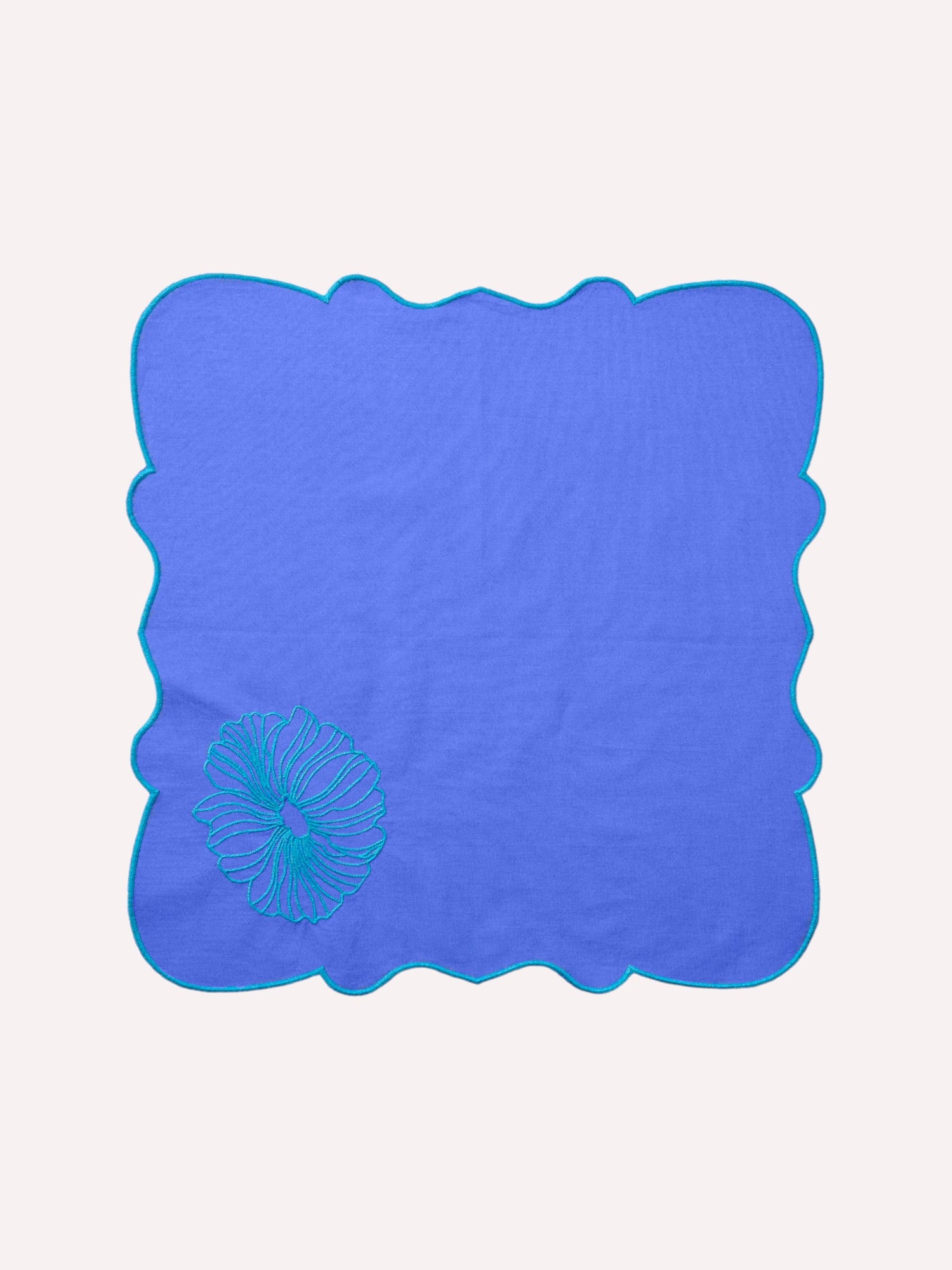 Napkin Petrol Flower on Blue