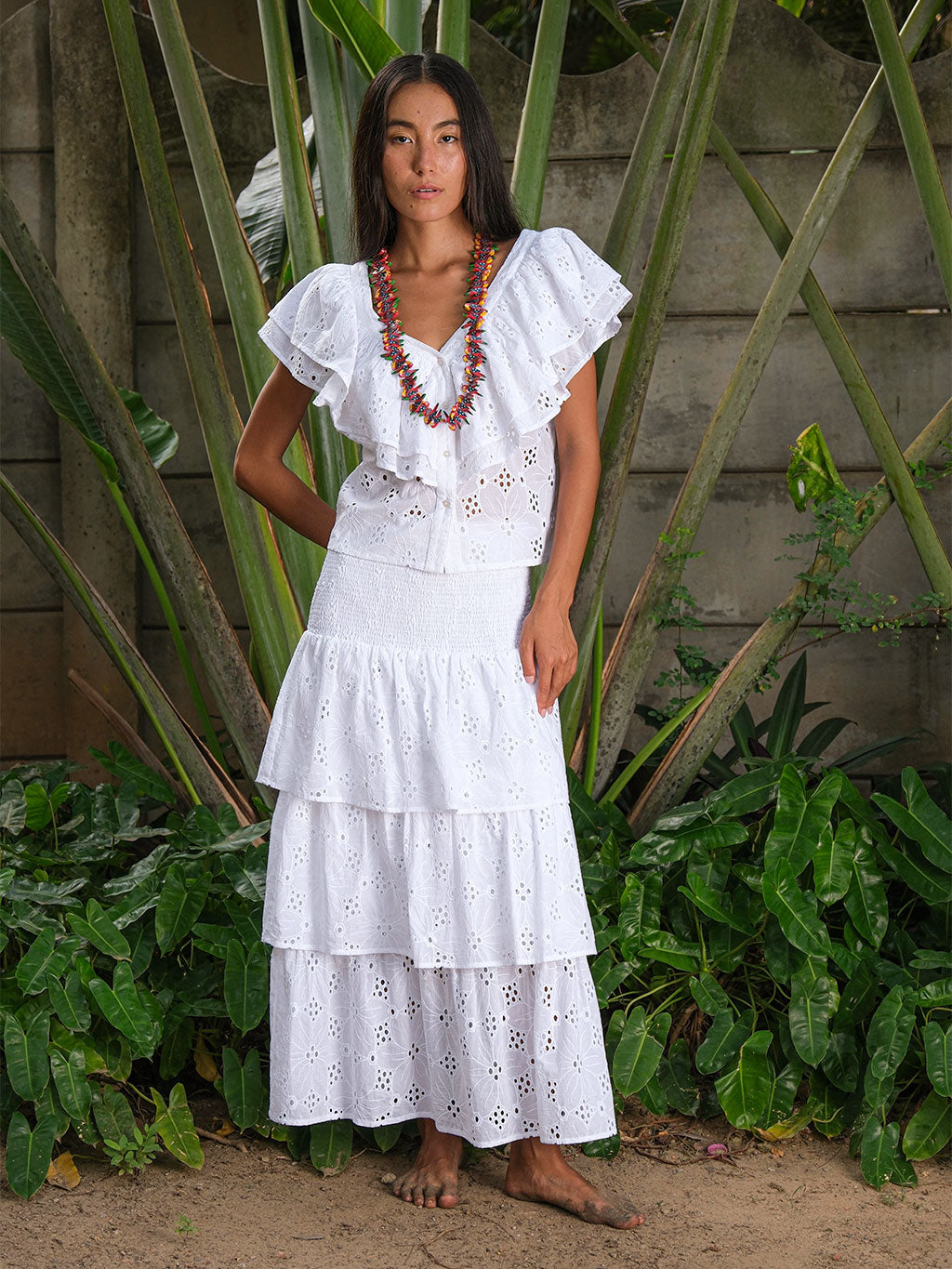 Spearmint Skirt Lace White