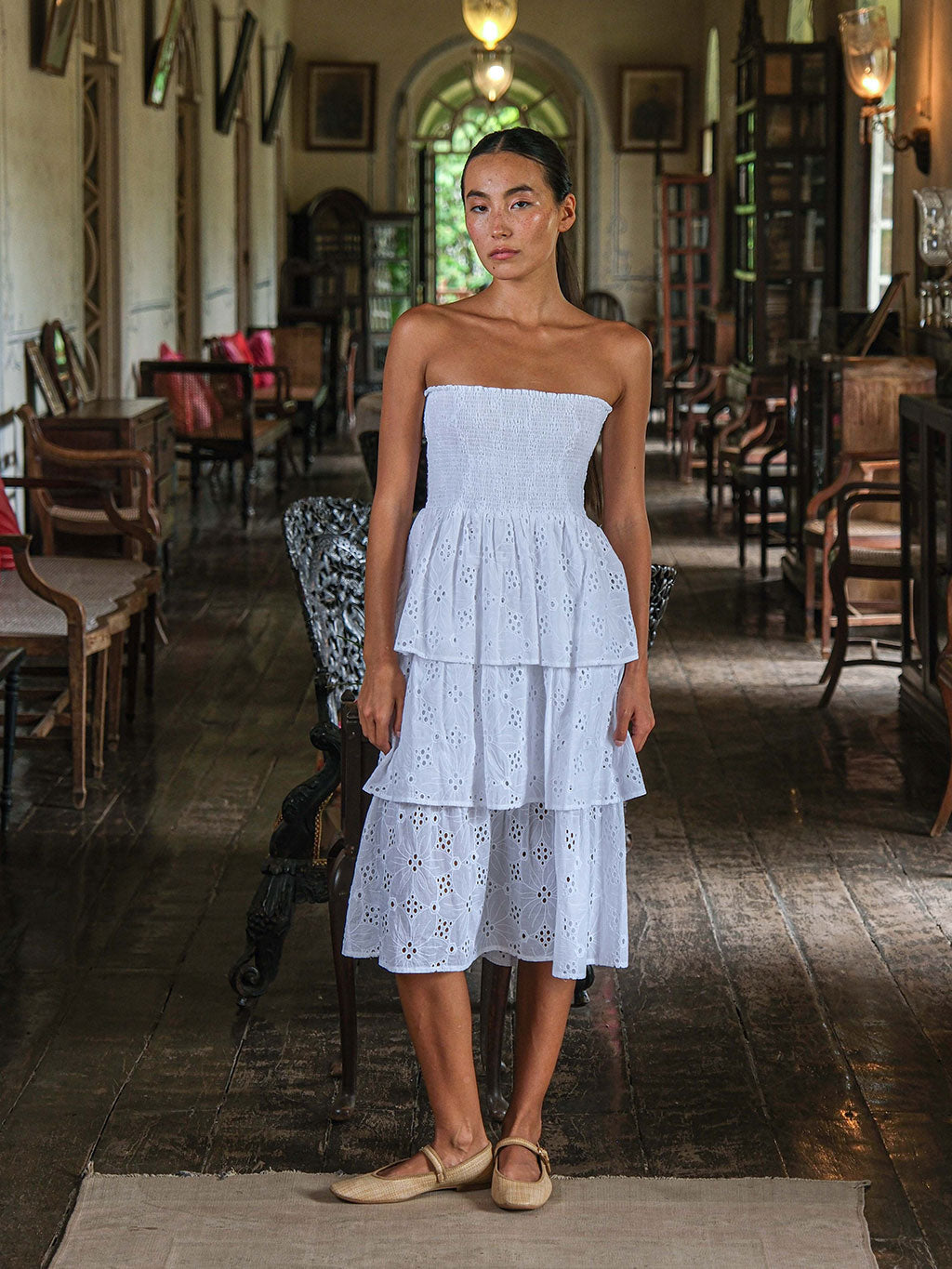 Spearmint Skirt Lace White