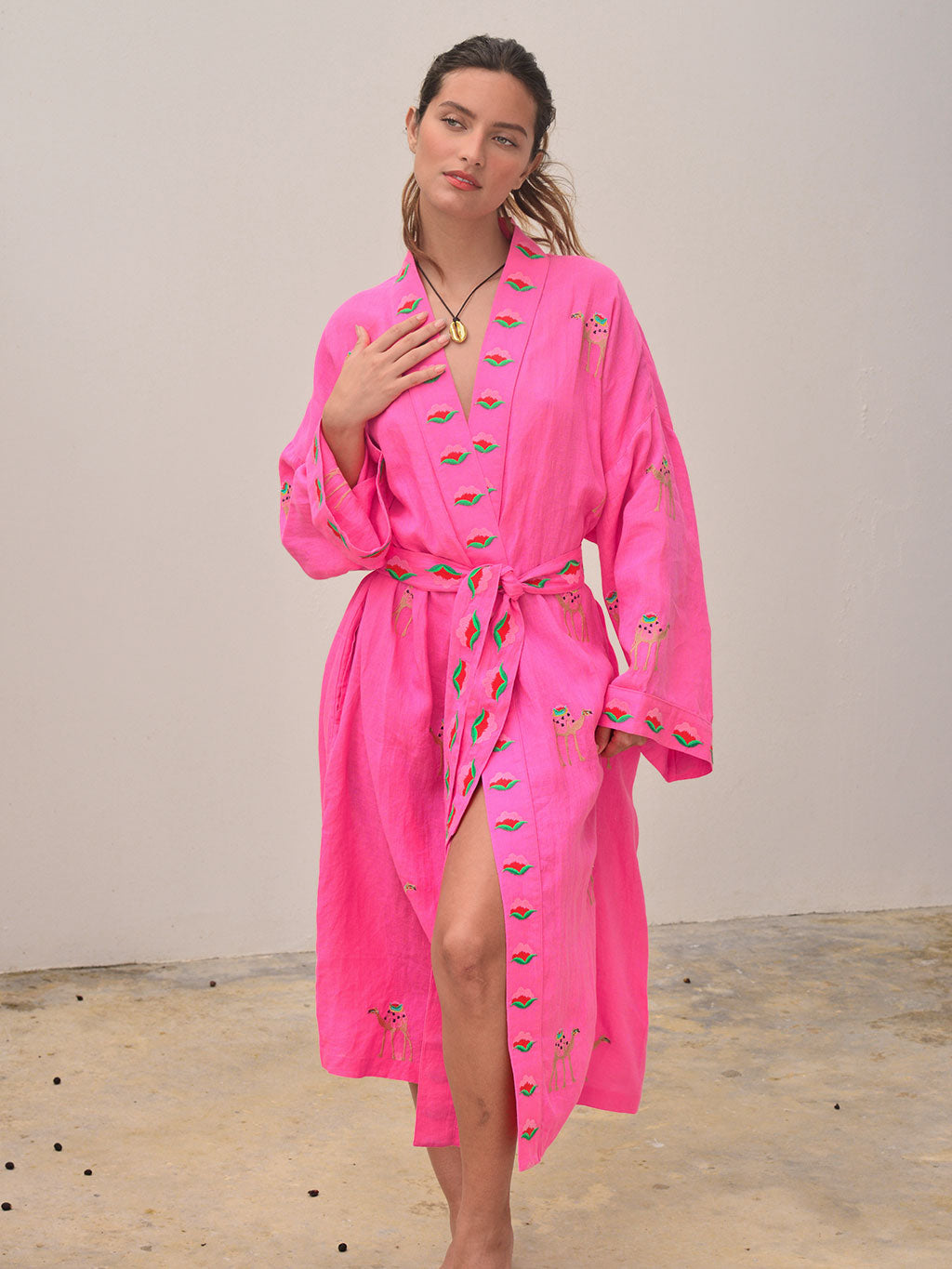 Kimono Camel on Pink