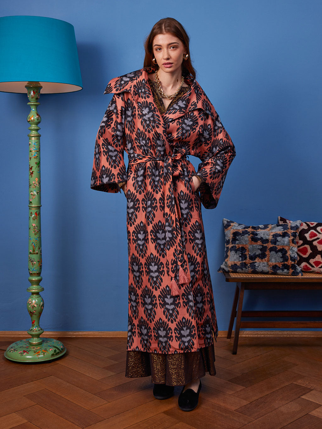 Licorice Coat Ikat Cinnamon Black