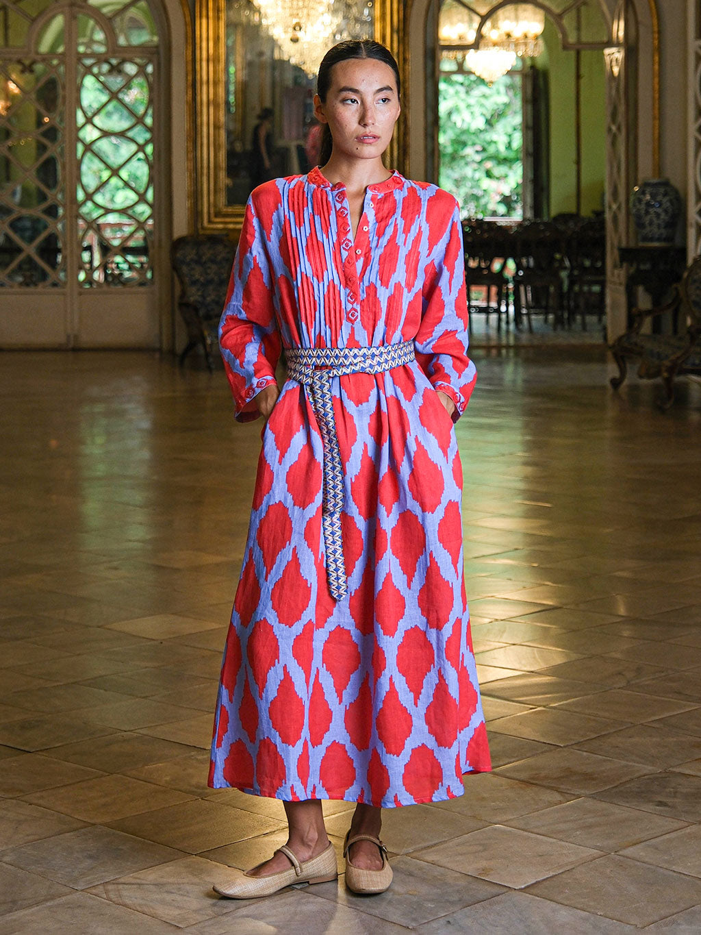 Woodruff Dress Ikat Red