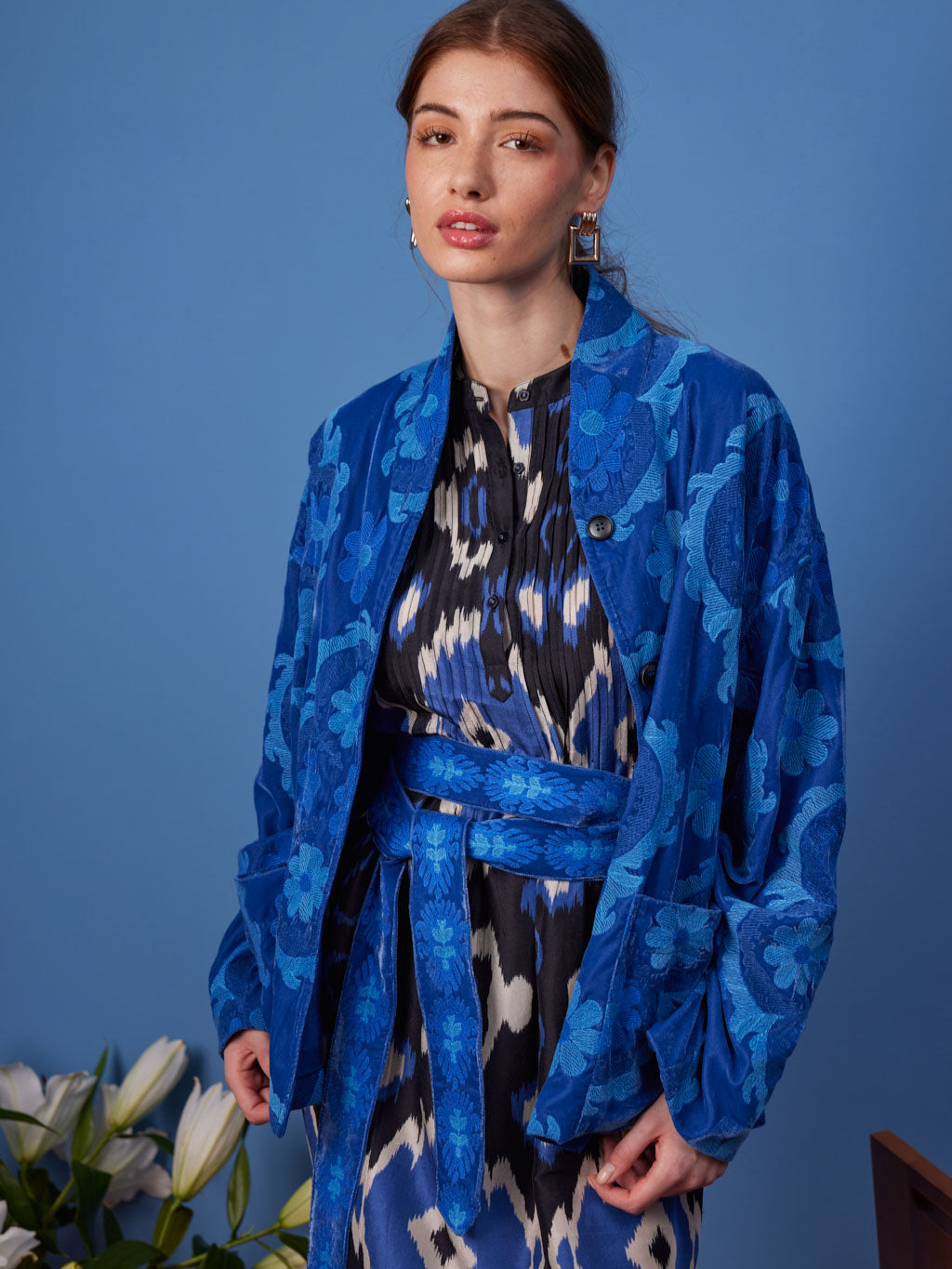 Cayenne Jacket Royal Blue Flower Embroidery