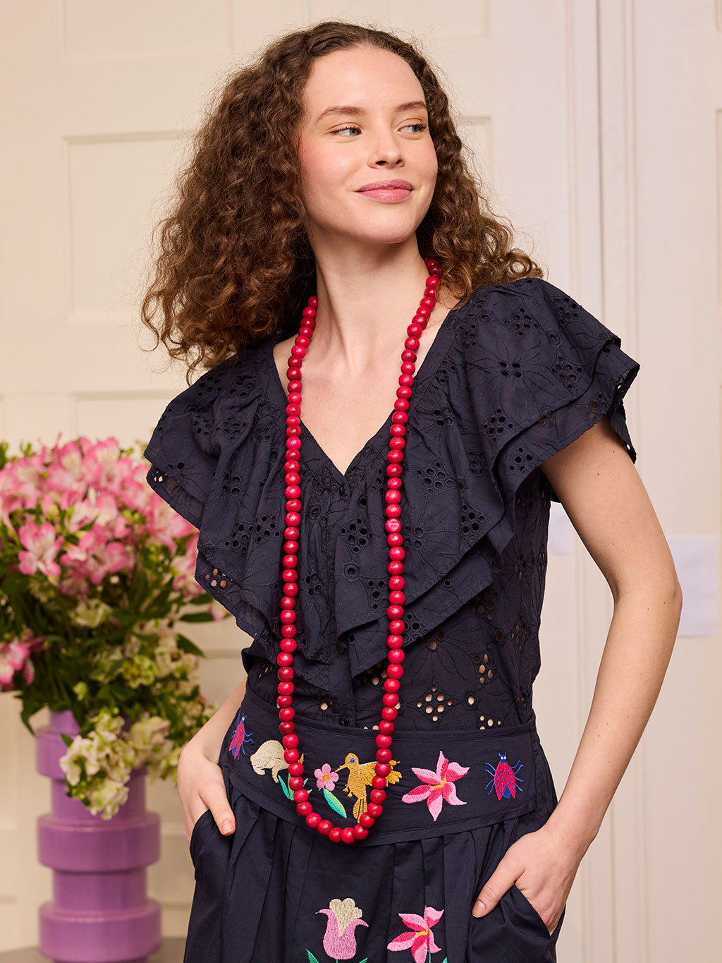 Sweet Pea Blouse Lace Navy