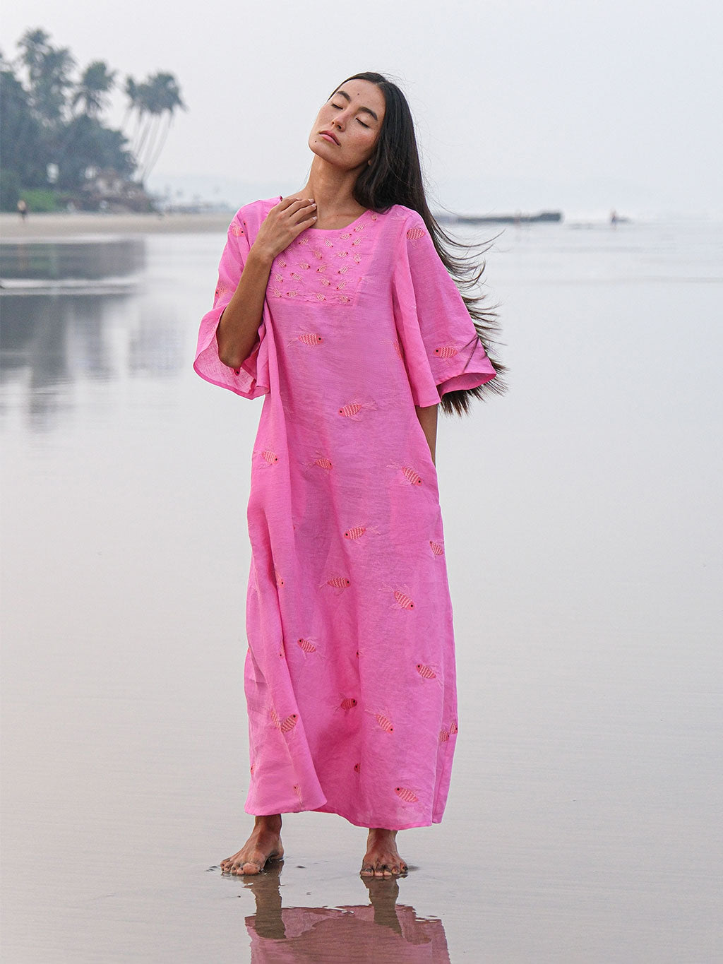 Blazing Star Dress Fish on Pink