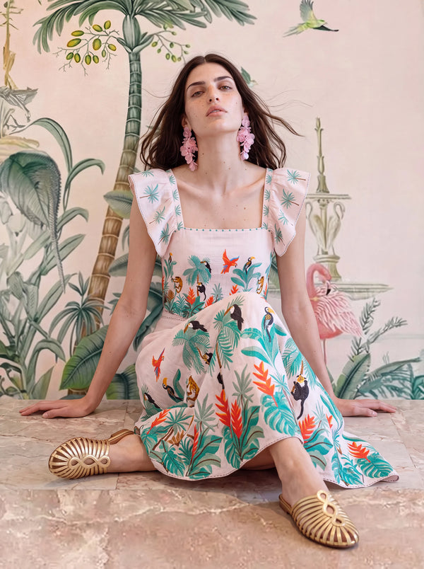 Lantana Skirt Brasil Embroidery on Blush Rose