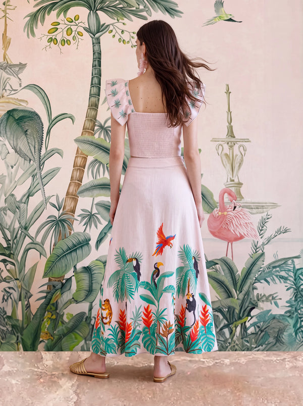 Lantana Skirt Brasil Embroidery on Blush Rose