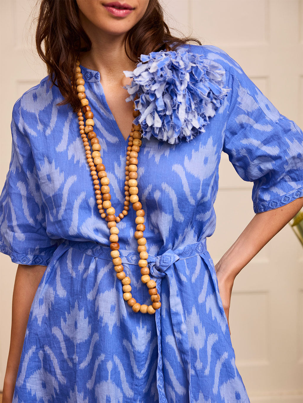 Oleander Dress Short Ikat Blue - Nimo with Love – Nimo With Love