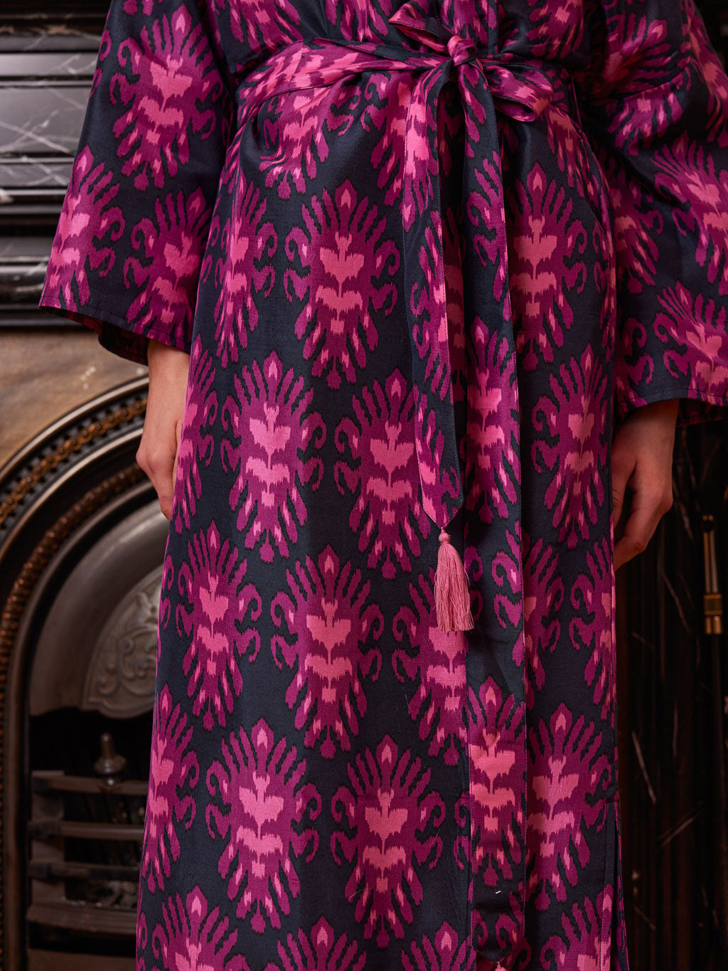 Licorice Coat Ikat Navy Pink