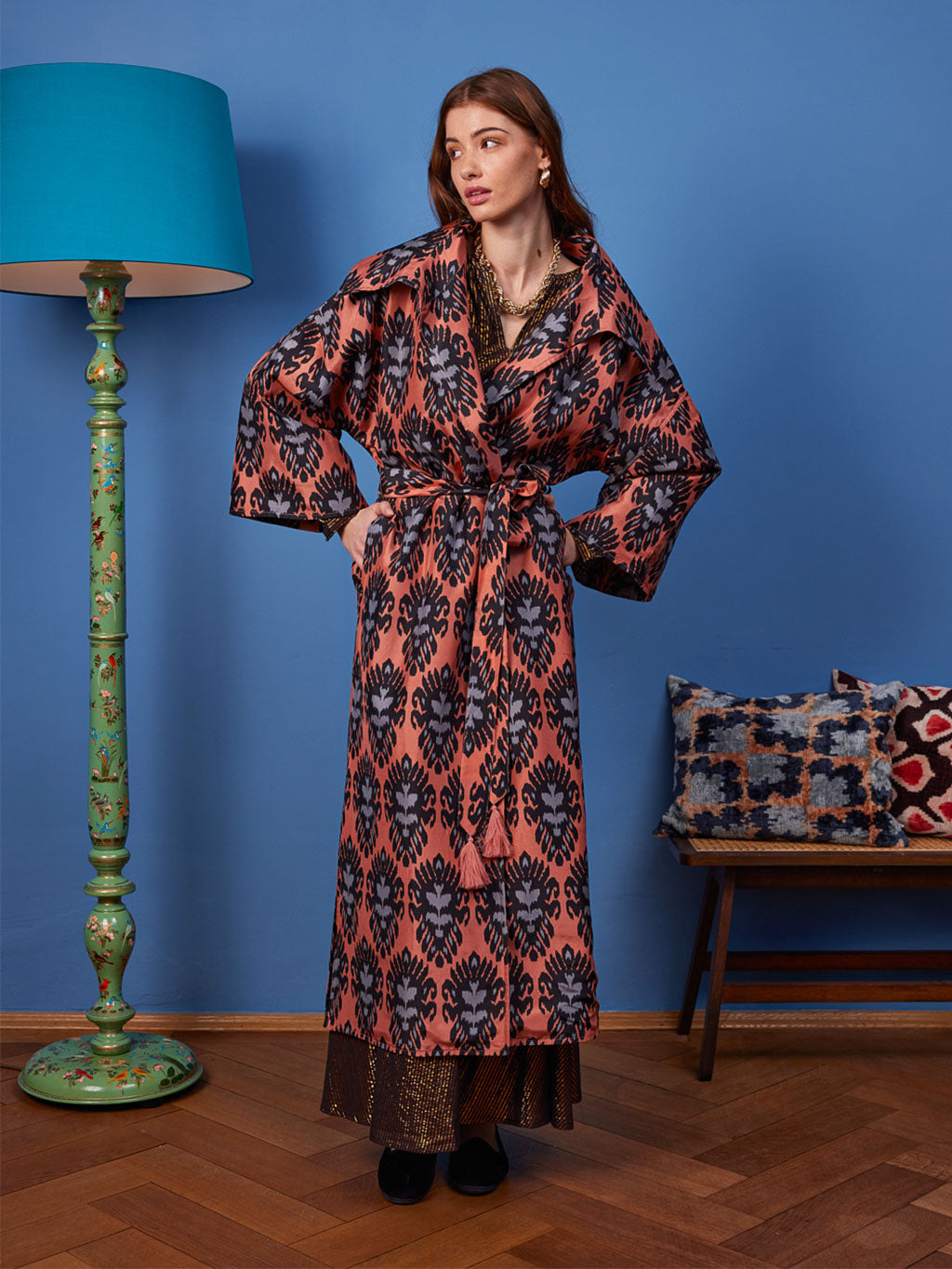 Licorice Coat Ikat Cinnamon Black