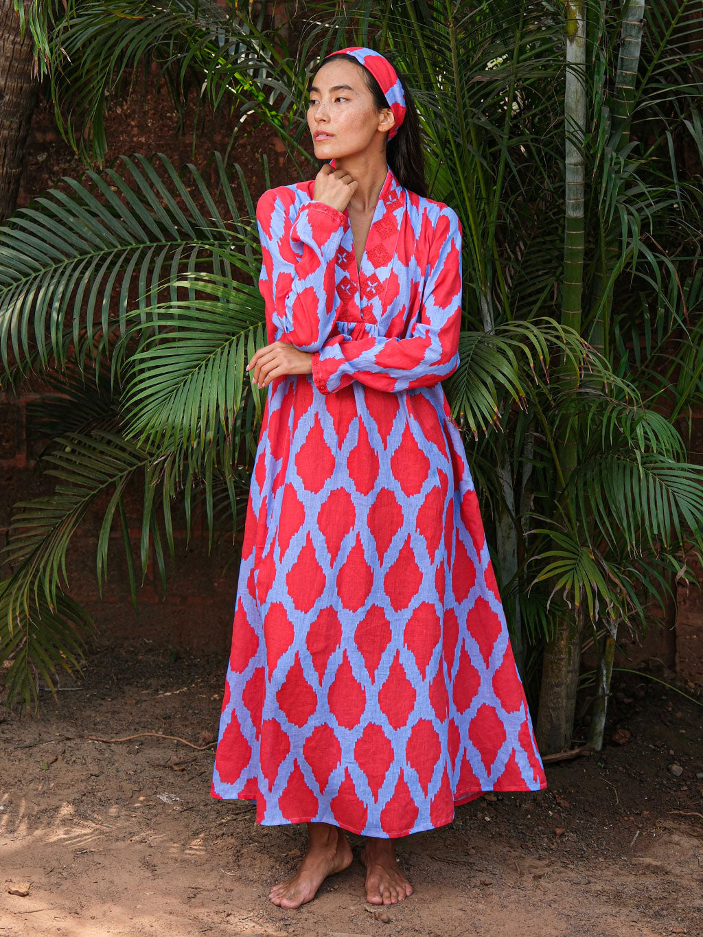 Sandalwood Dress Ikat Red