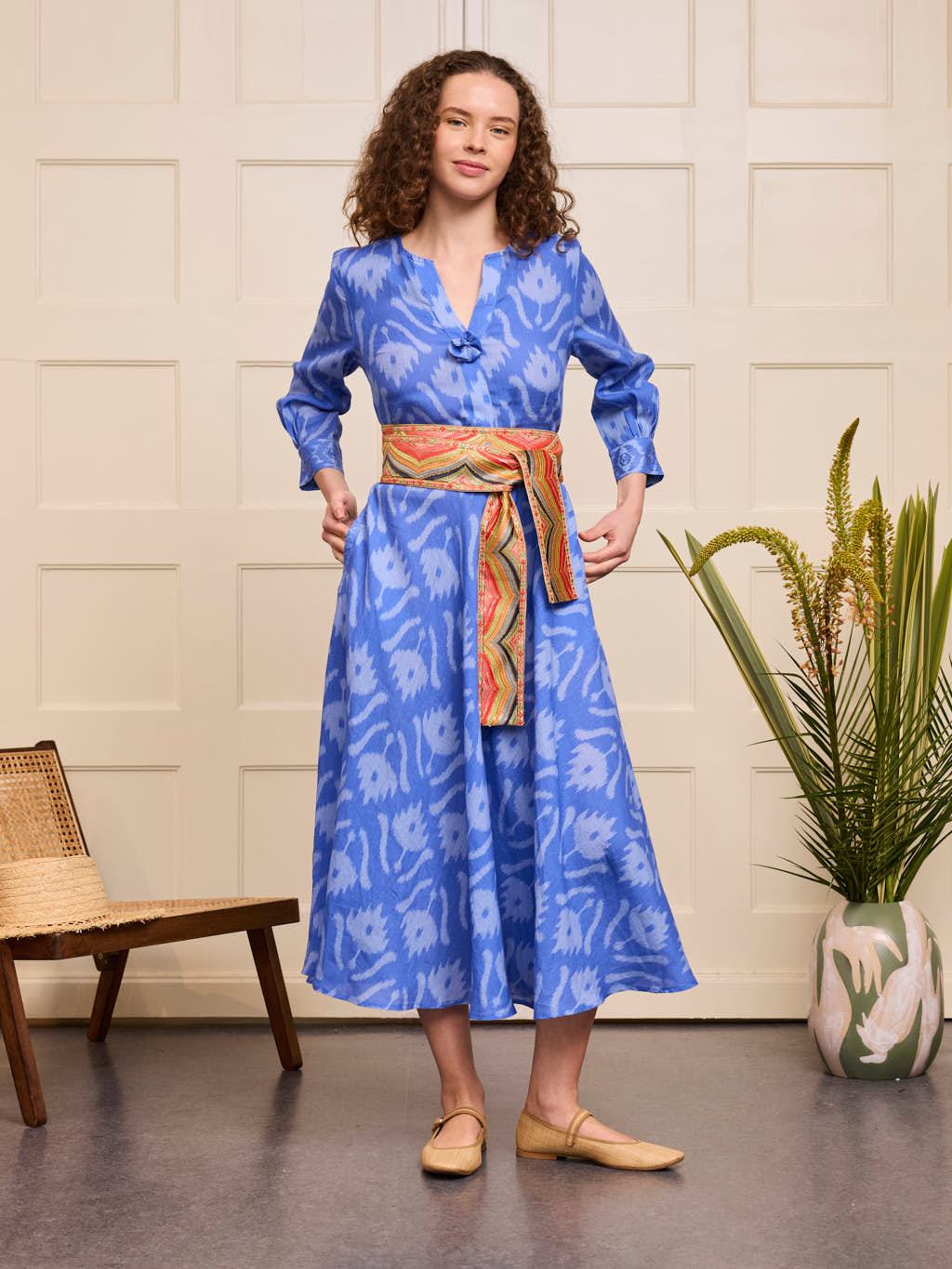 Azurite Dress Ikat Blue