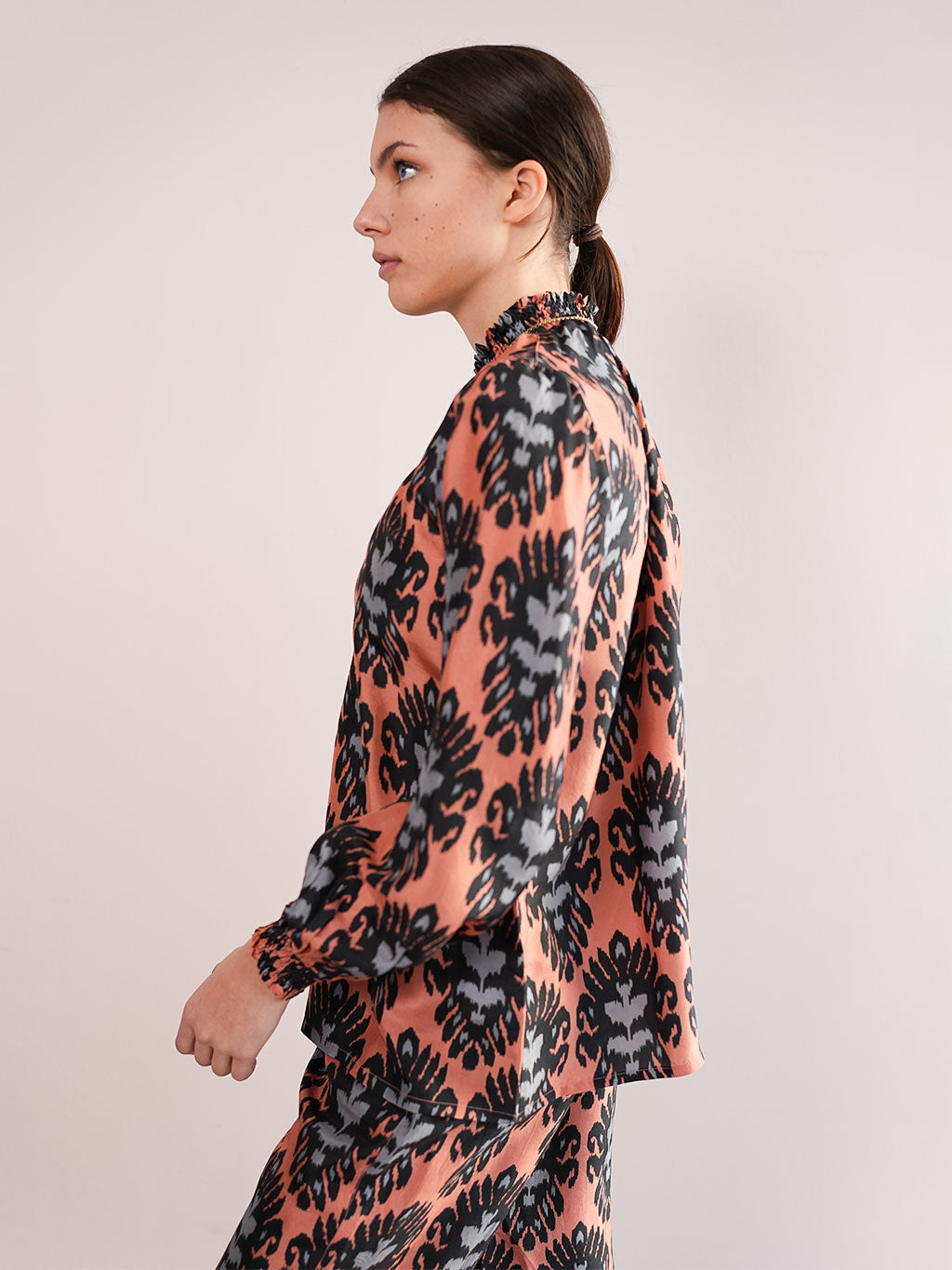 Oregano Blouse Ikat Cinnamon Black