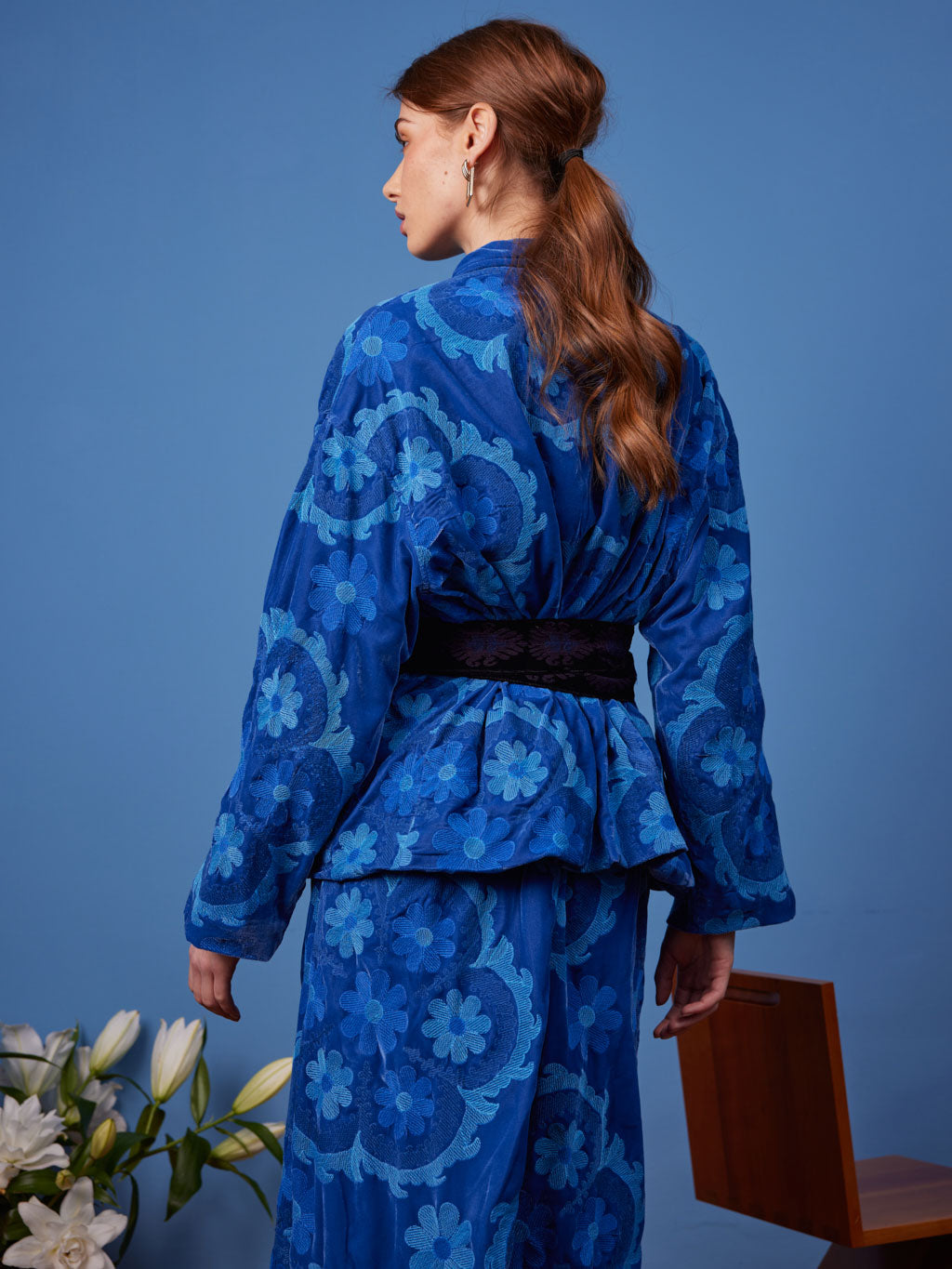 Cayenne Jacket Royal Blue Flower Embroidery