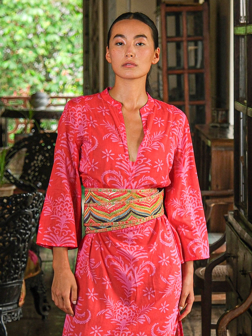 Blue Opal Kaftan Red Palm