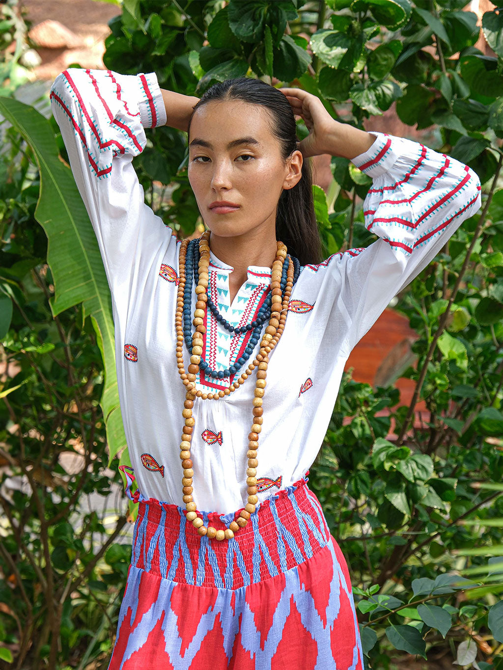 Magnolia Blouse Fish on White