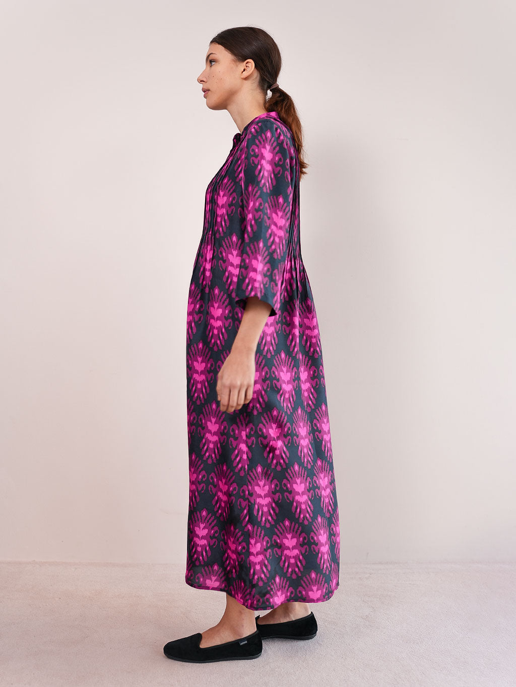 Woodruff Dress Ikat Navy Pink