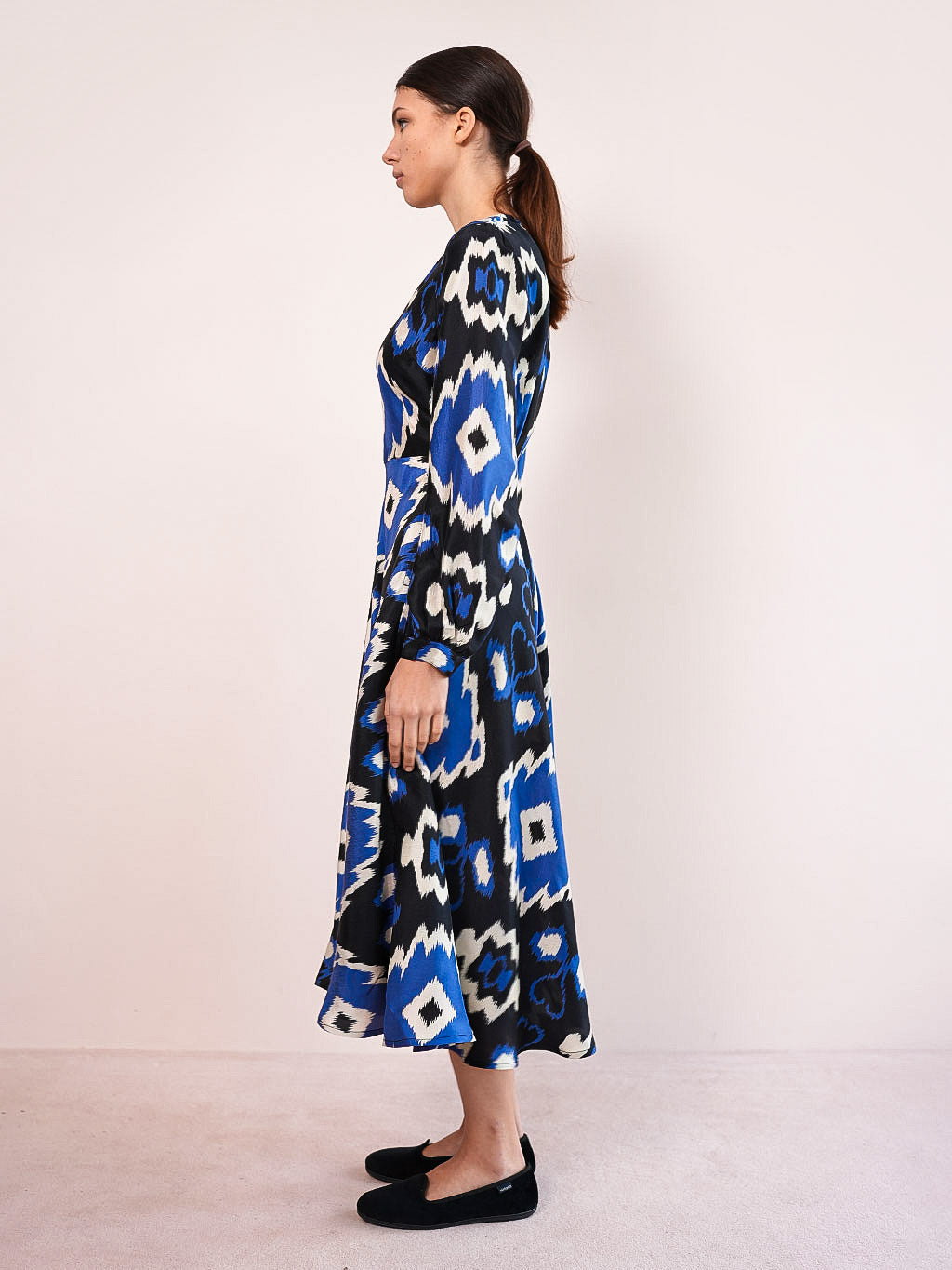 Azurite Dress Ikat Black Royal Blue