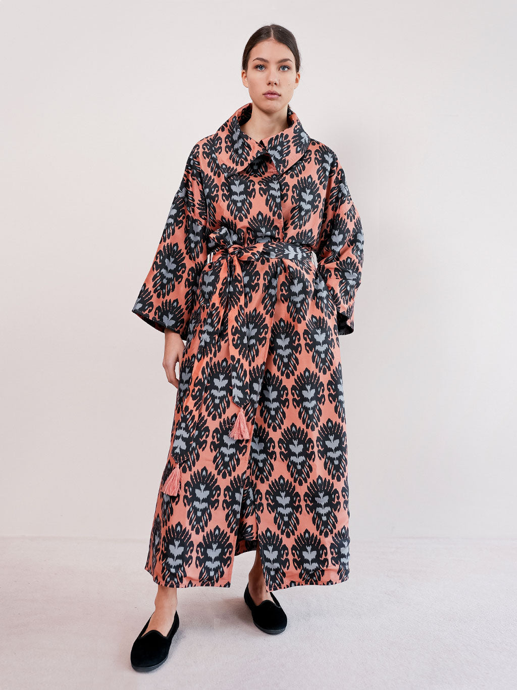 Licorice Coat Ikat Cinnamon Black