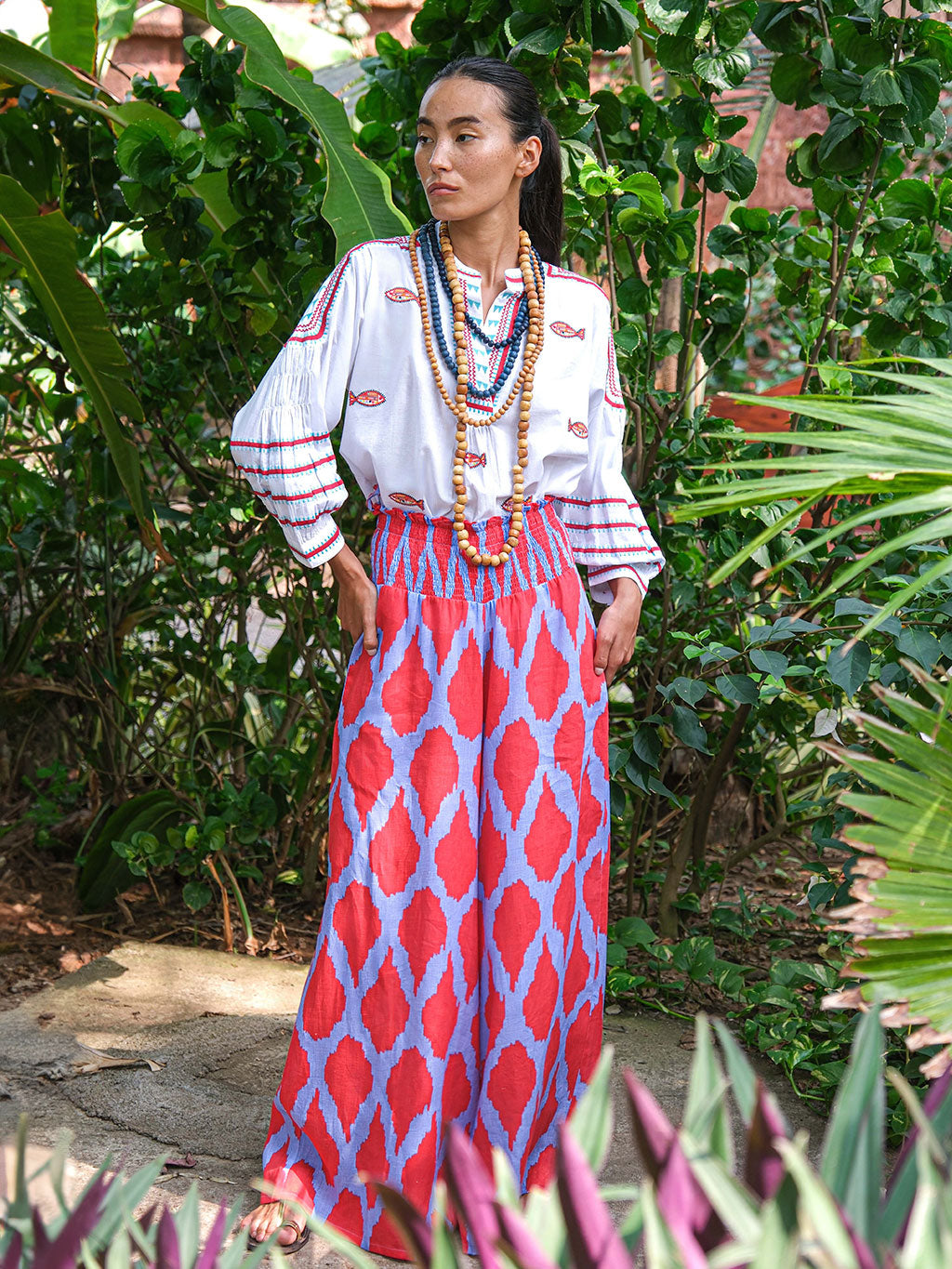 Magnolia Blouse Fish on White