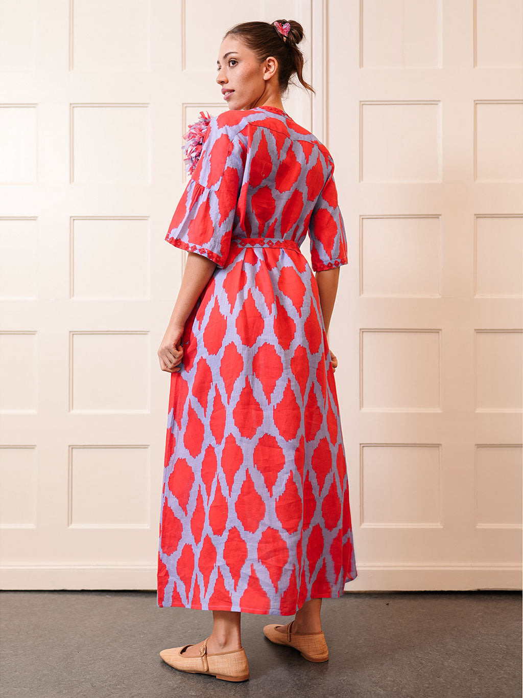 Oleander Dress Long Ikat Red