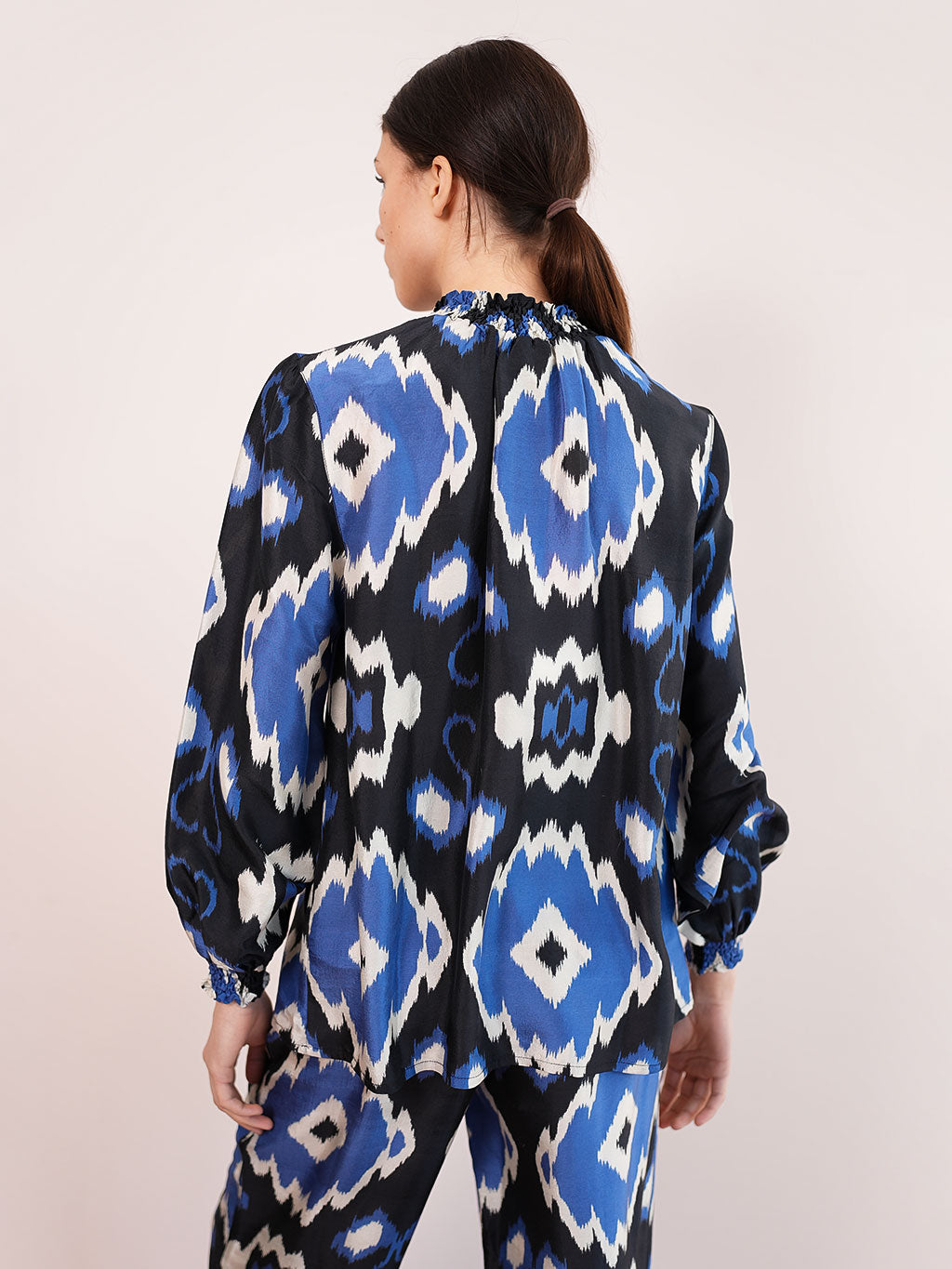 Oregano Blouse Ikat Black Royal Blue