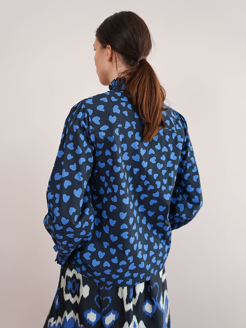 Piries Blouse Hearts Black Royal Blue