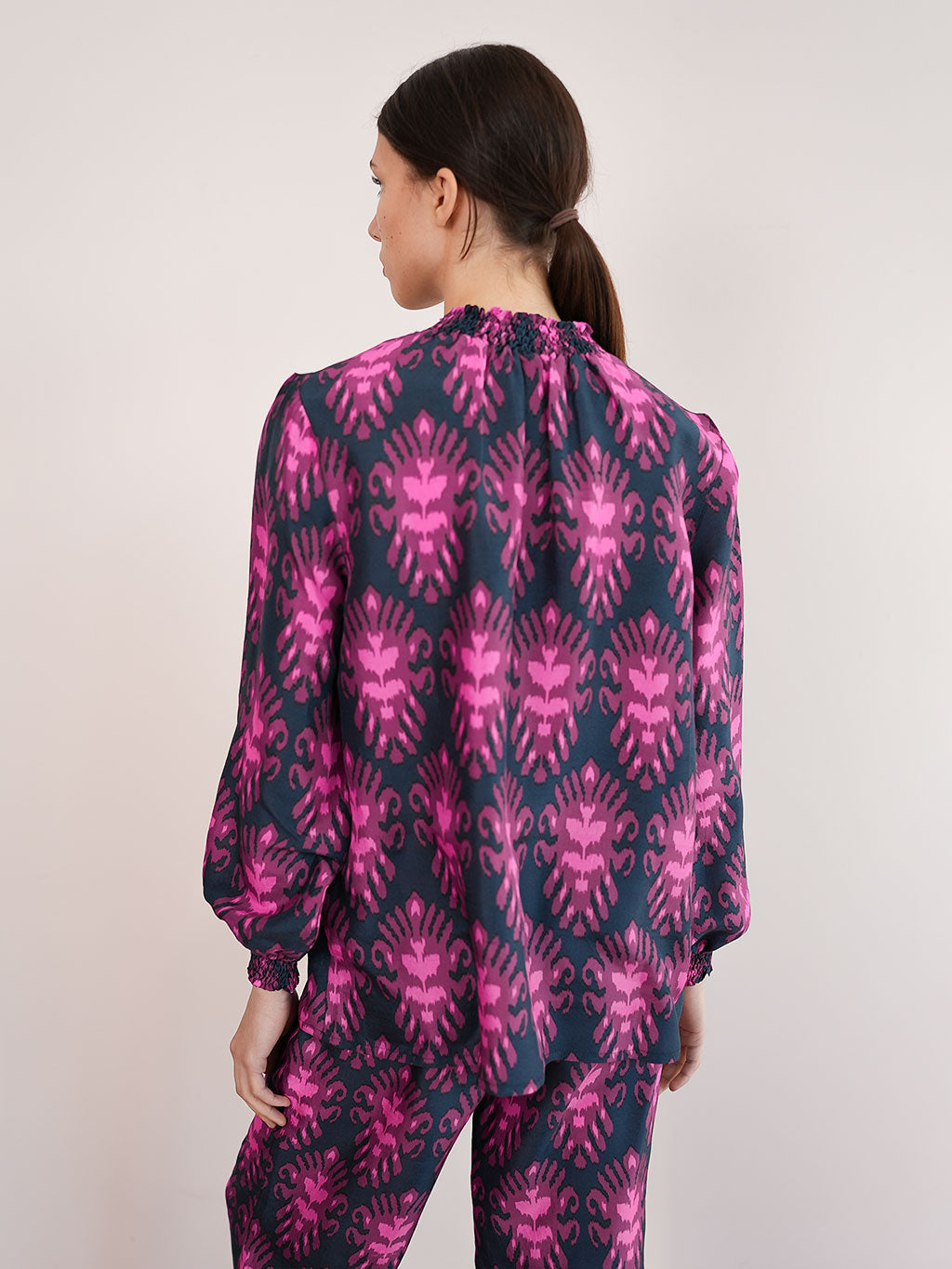 Oregano Blouse Ikat Navy Pink