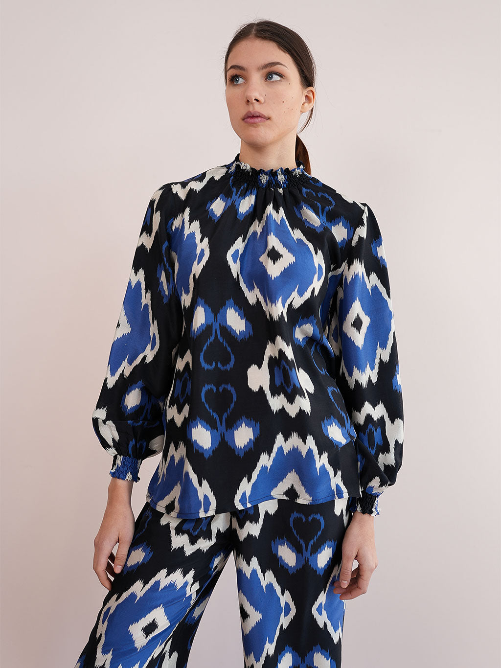 Oregano Blouse Ikat Black Royal Blue