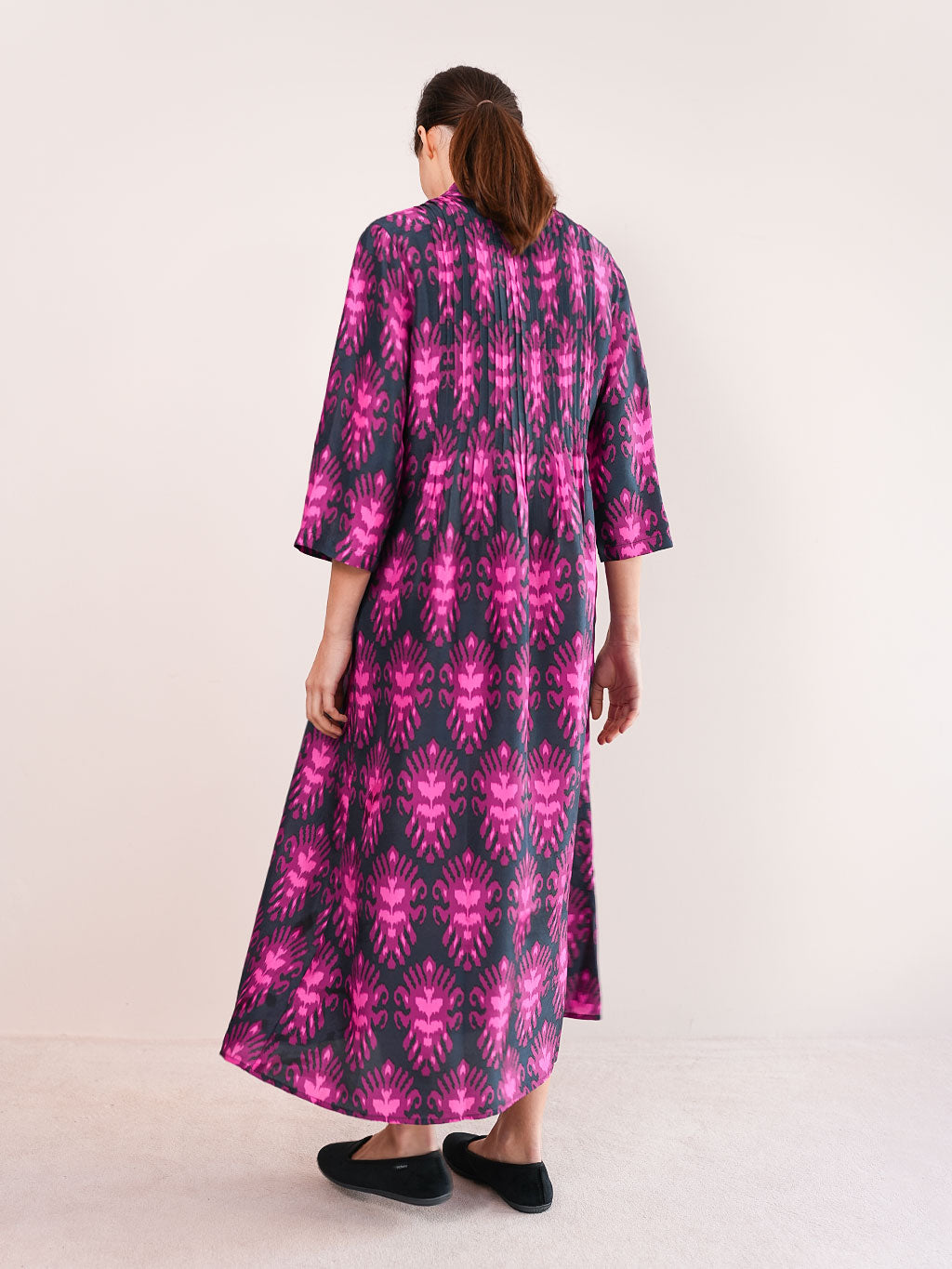 Woodruff Dress Ikat Navy Pink